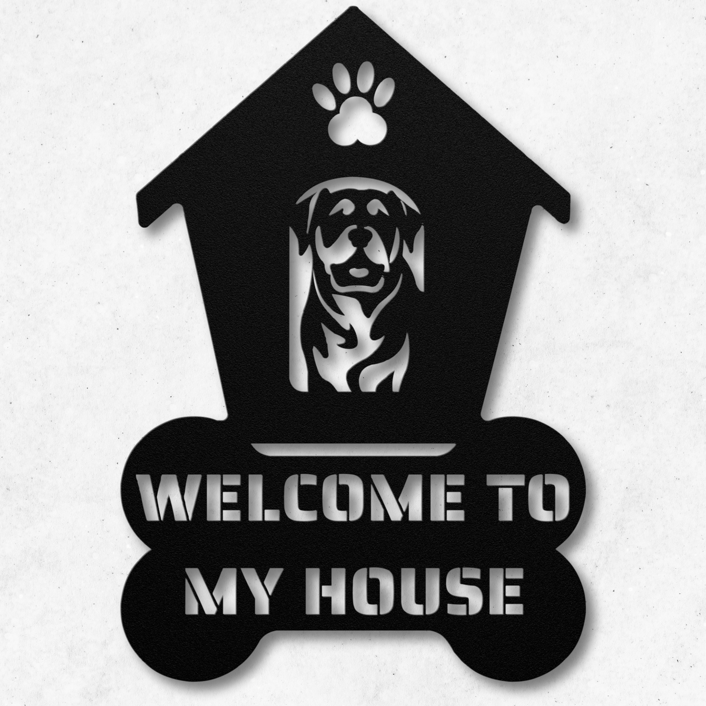 Rottweiler Welcome Dog House Metal Sign: A Warm Greeting for Your Home