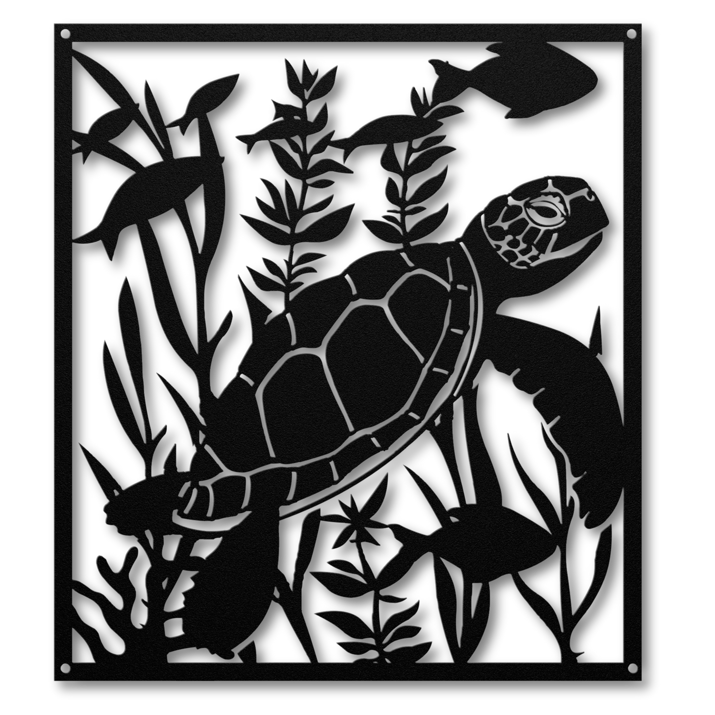 Eye-Catching Turtle with Fish Metal Sign: Bring Nature Indoors