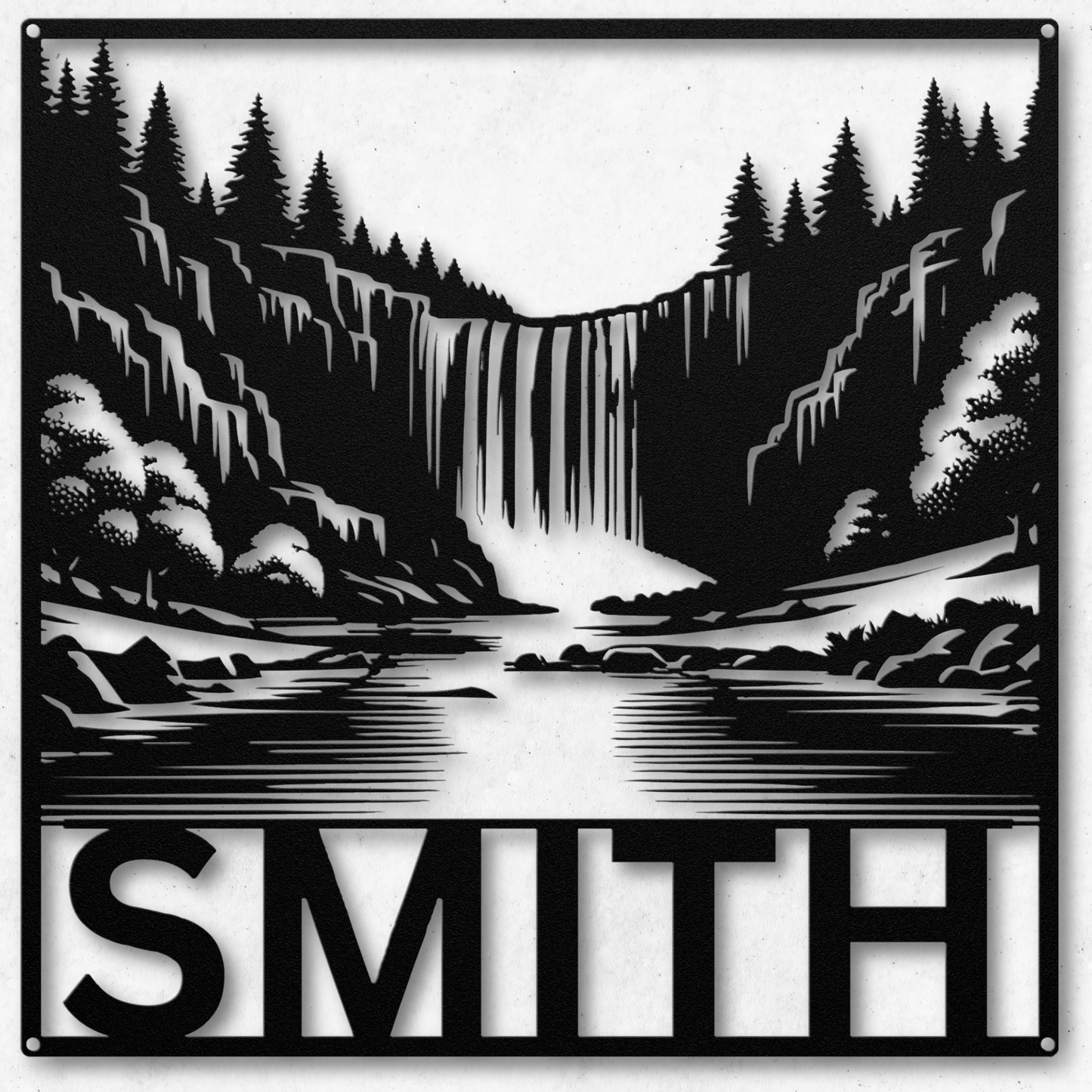 Unique Personalized Waterfall Metal Wall Sign: Celebrate Nature's Beauty