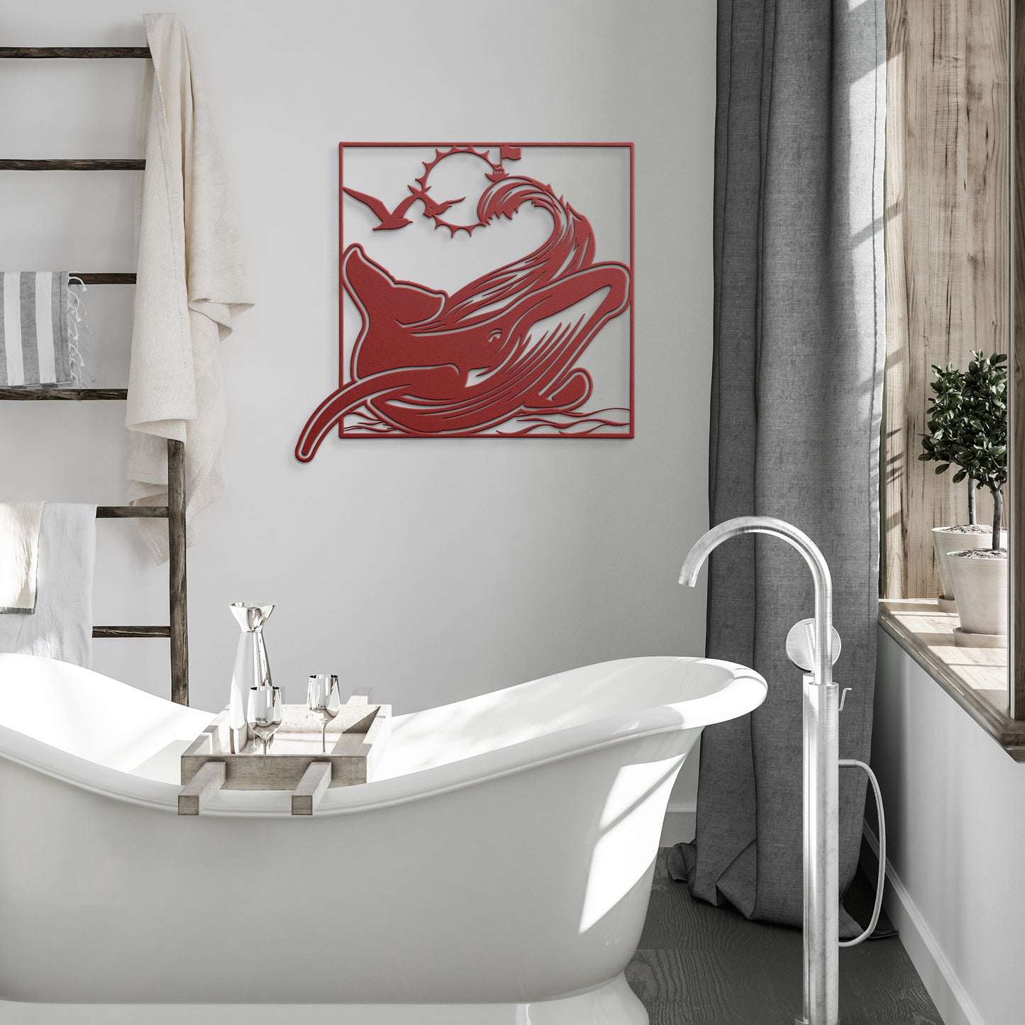 Majestic Whale with Boat Metal Wall Art: Embrace the Adventure