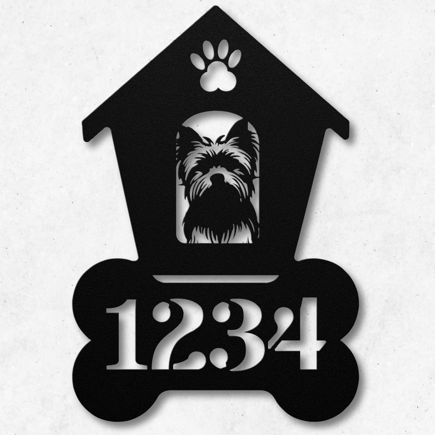 Yorkshire Terrier Dog House Number Metal Sign: A Tail-Wagging Touch