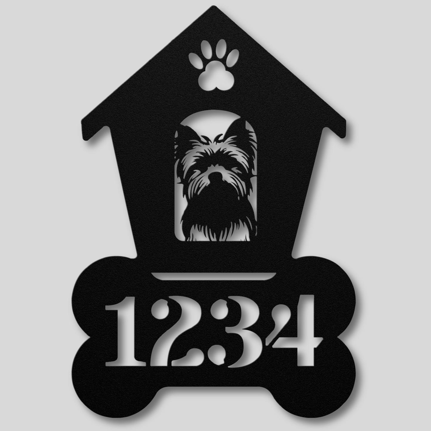 Yorkshire Terrier Dog House Number Metal Sign: A Tail-Wagging Touch