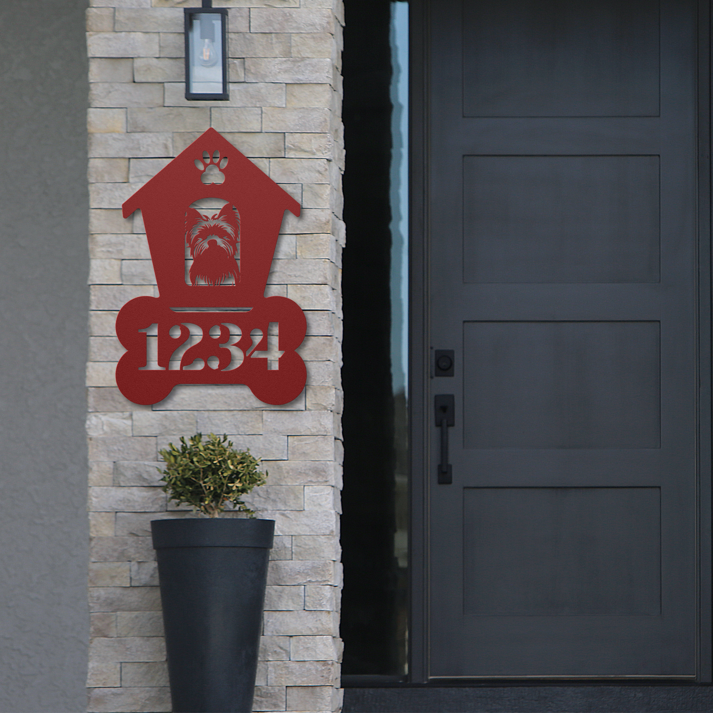 Yorkshire Terrier Dog House Number Metal Sign: A Tail-Wagging Touch