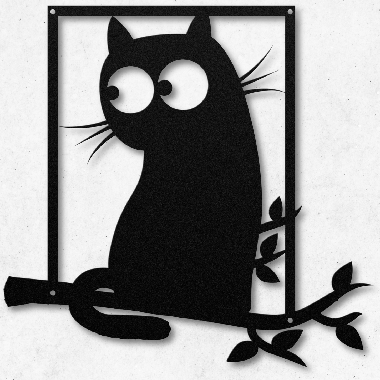 Big Eyed Cat in Tree Metal Wall Art: Purrfect for Cat Lovers
