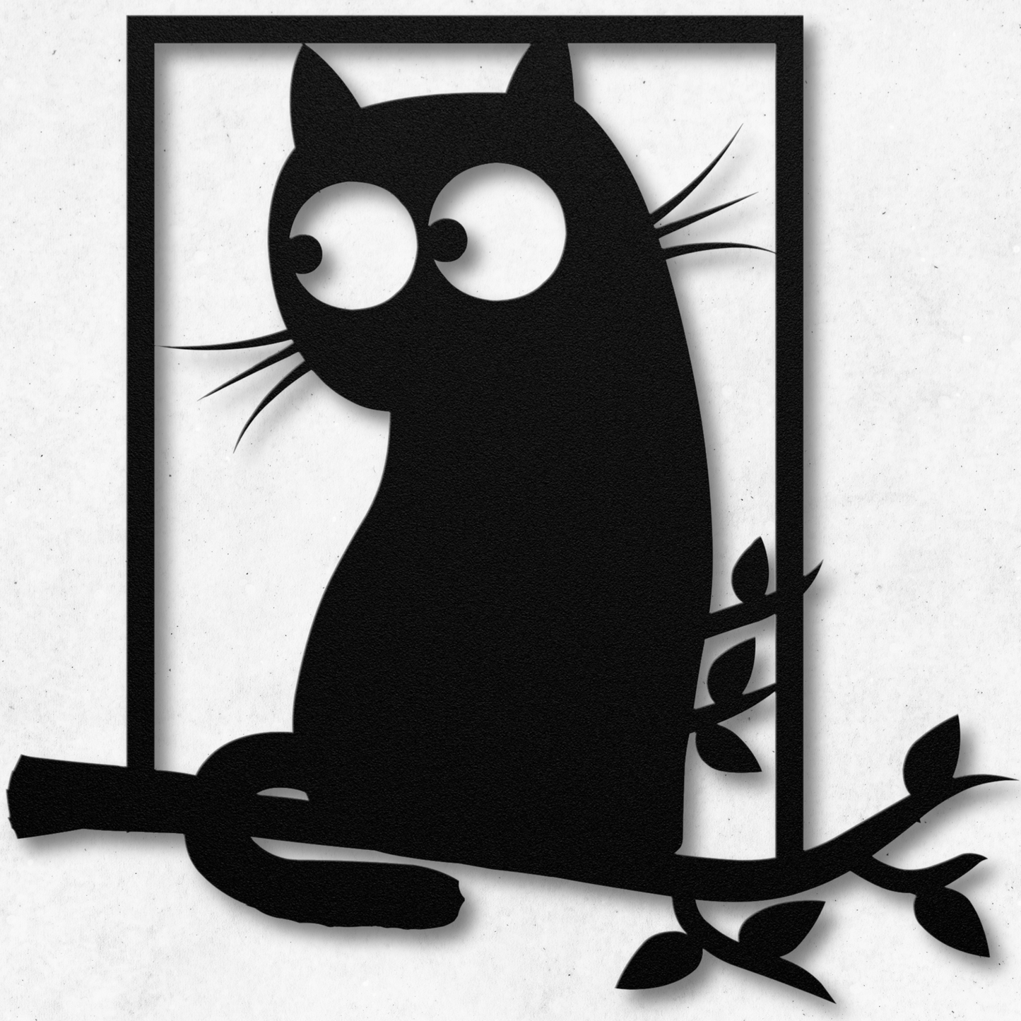 Big Eyed Cat in Tree Metal Wall Art: Purrfect for Cat Lovers