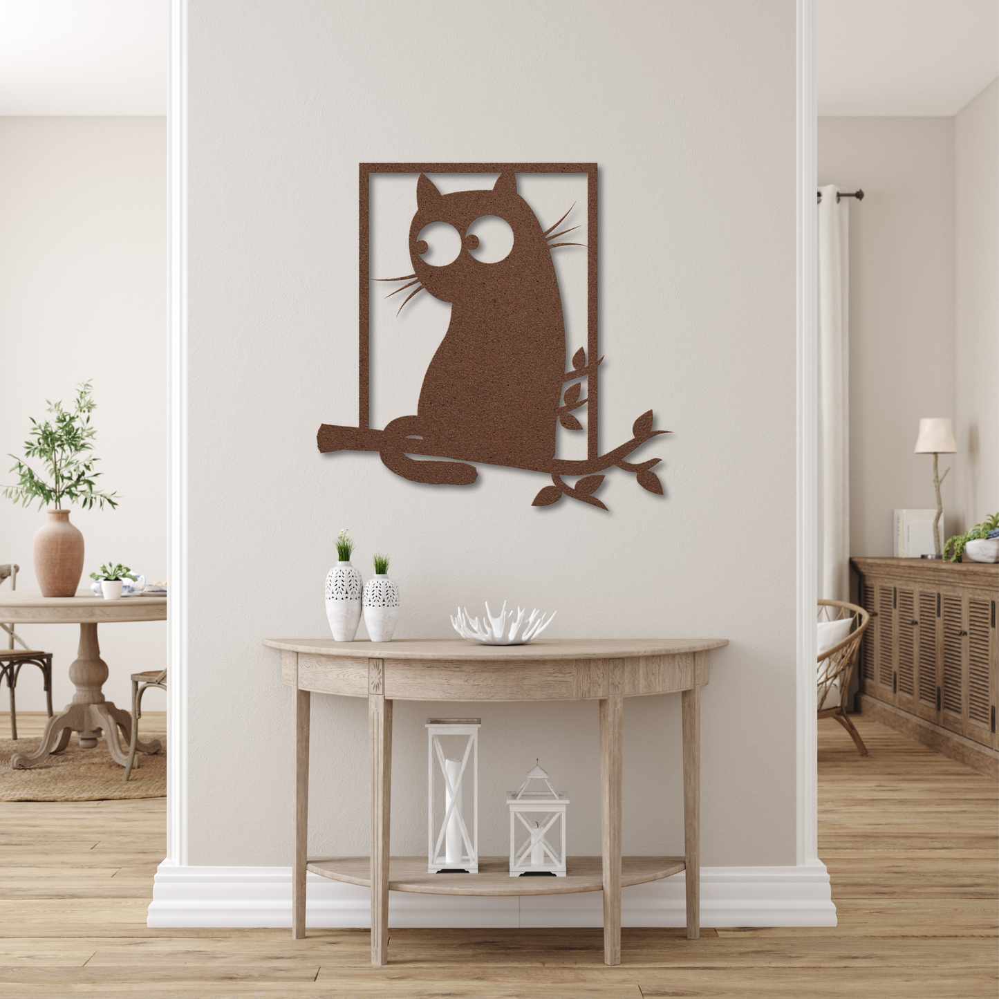 Big Eyed Cat in Tree Metal Wall Art: Purrfect for Cat Lovers