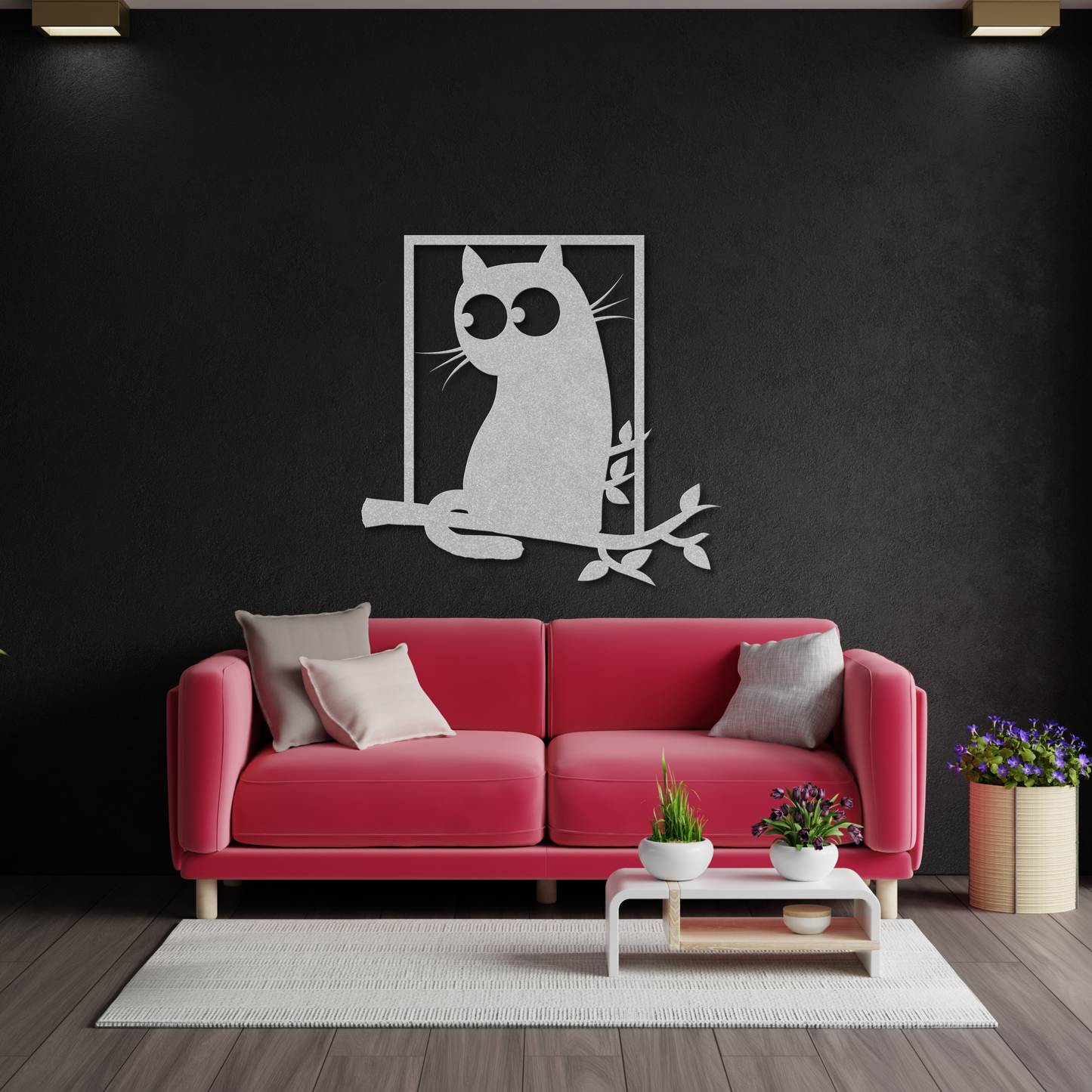 Big Eyed Cat in Tree Metal Wall Art: Purrfect for Cat Lovers