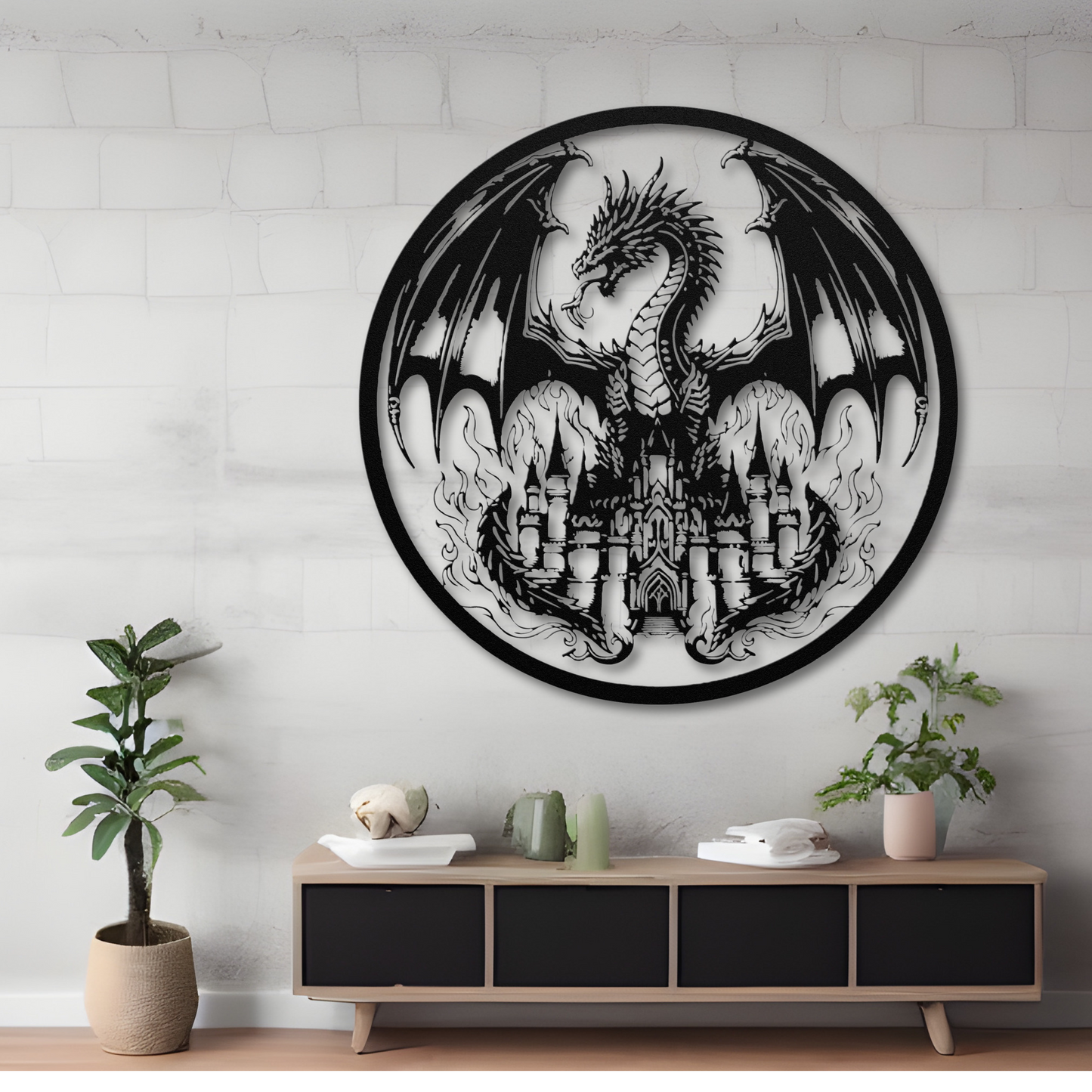 Castle on Fire Metal Wall Art: Ignite Your Imagination