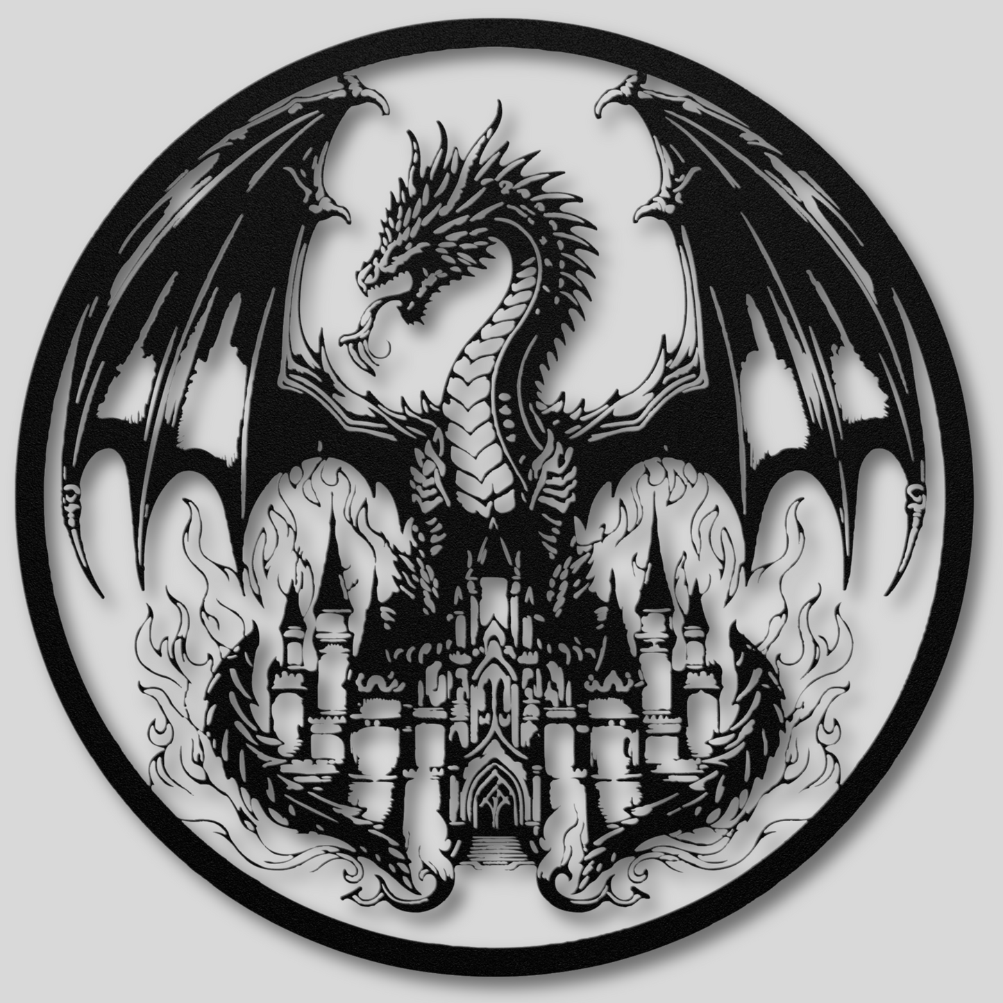 Castle on Fire Metal Wall Art: Ignite Your Imagination