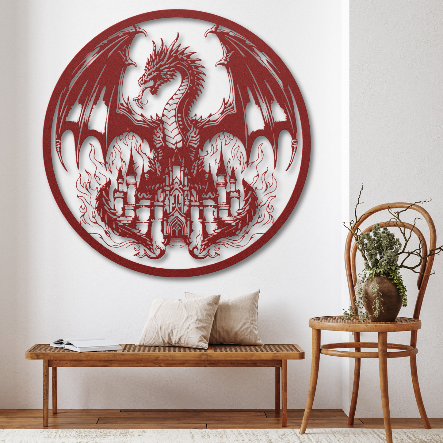 Castle on Fire Metal Wall Art: Ignite Your Imagination