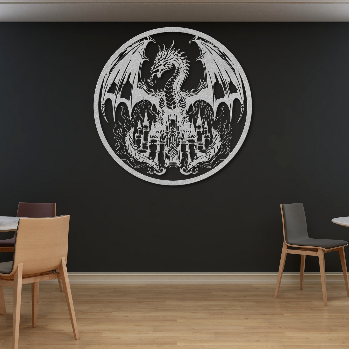 Castle on Fire Metal Wall Art: Ignite Your Imagination