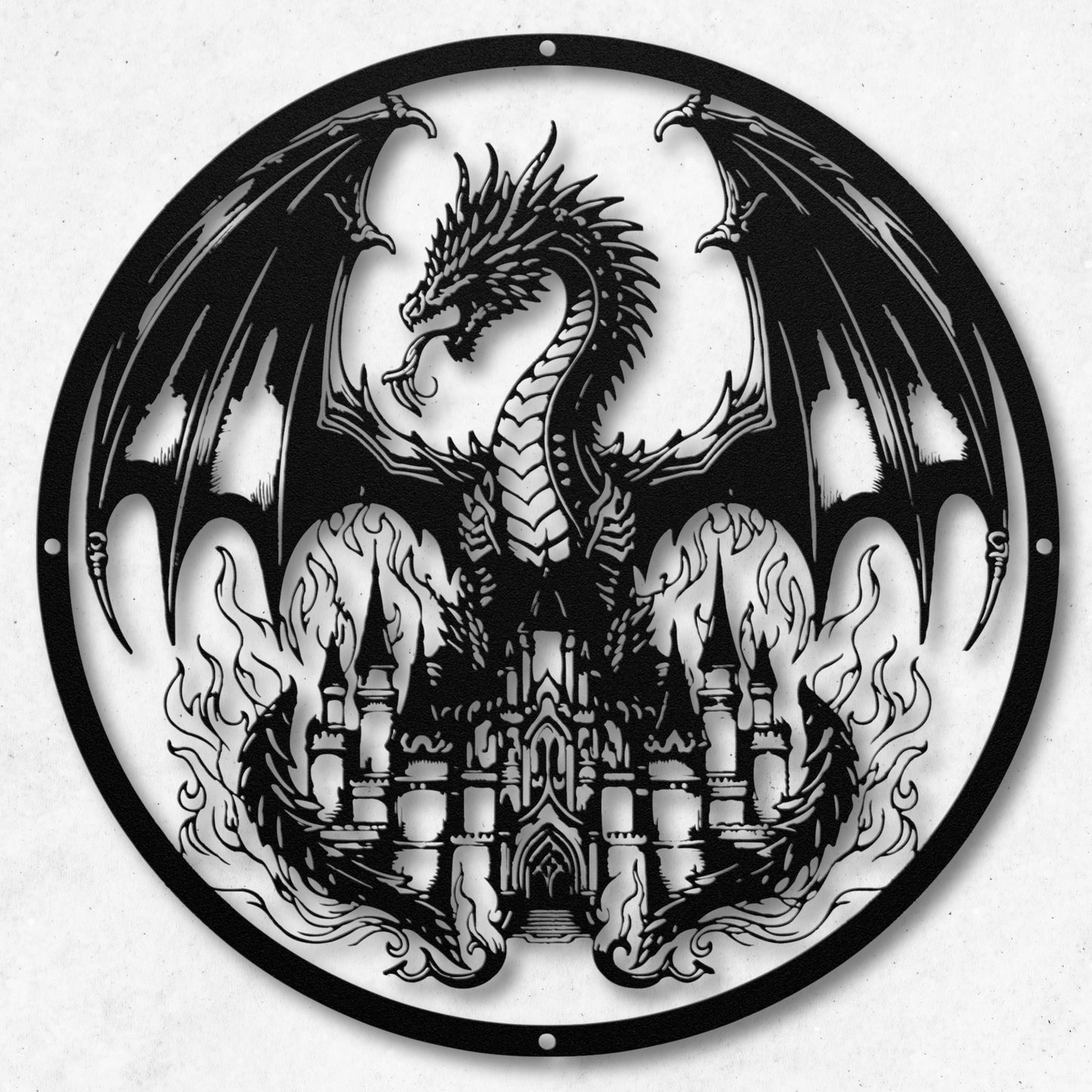 Castle on Fire Metal Wall Art: Ignite Your Imagination
