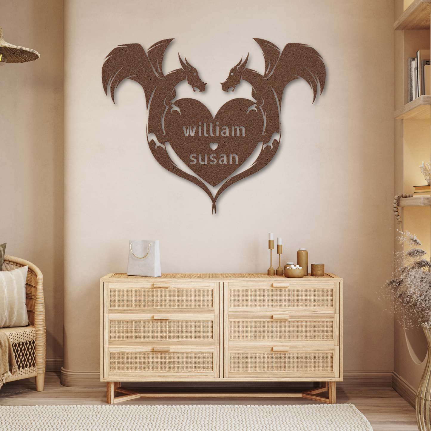 Romantic Personalized Dragons Heart Metal Sign: A Touch of Fantasy Love