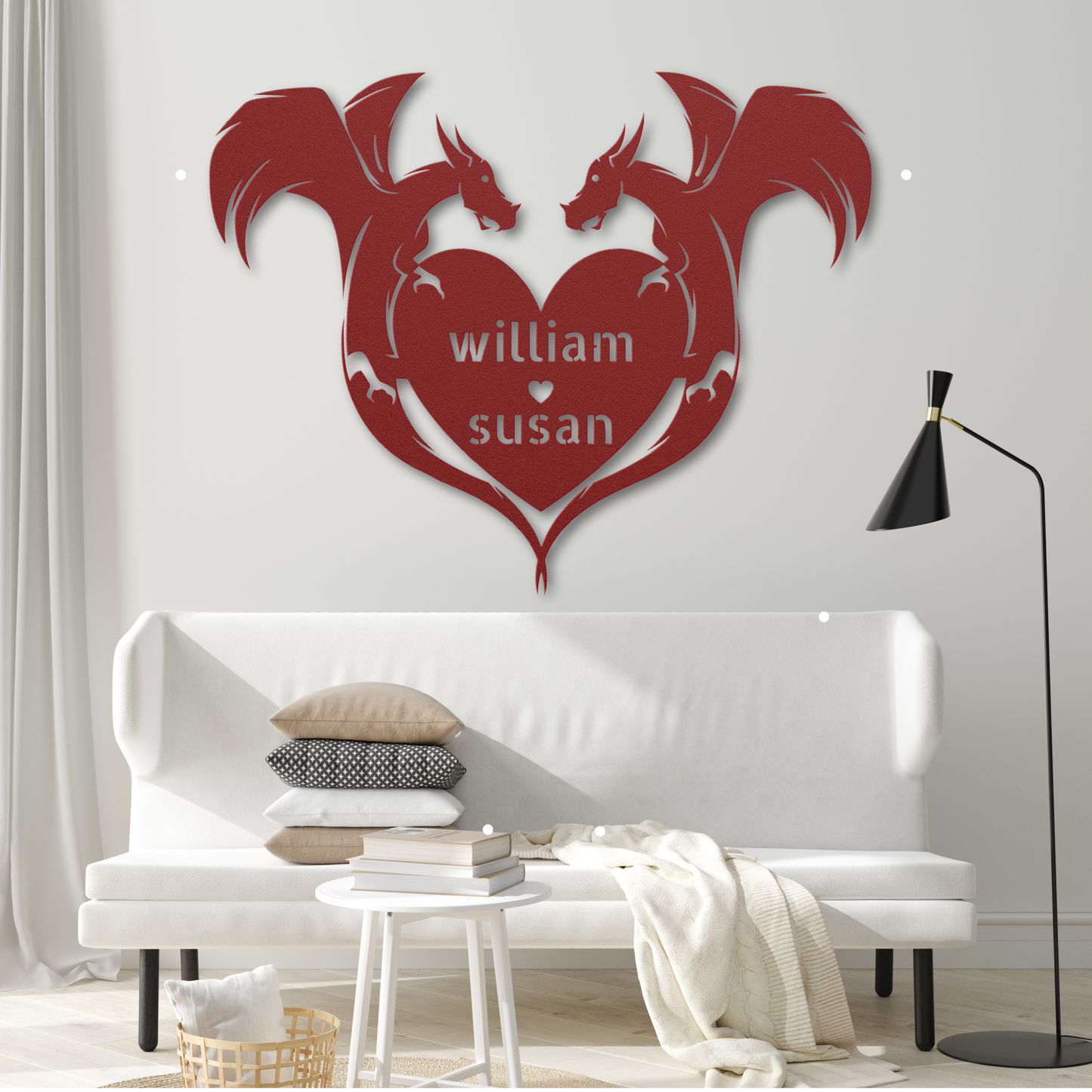 Romantic Personalized Dragons Heart Metal Sign: A Touch of Fantasy Love