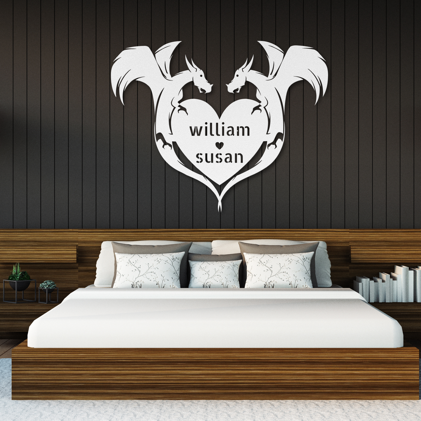 Romantic Personalized Dragons Heart Metal Sign: A Touch of Fantasy Love