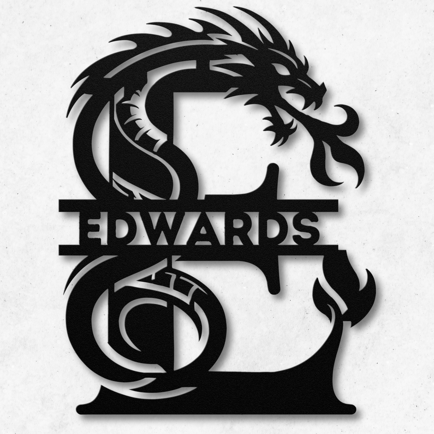 Custom Dragon Letter E Metal Sign: Bold and Imaginative