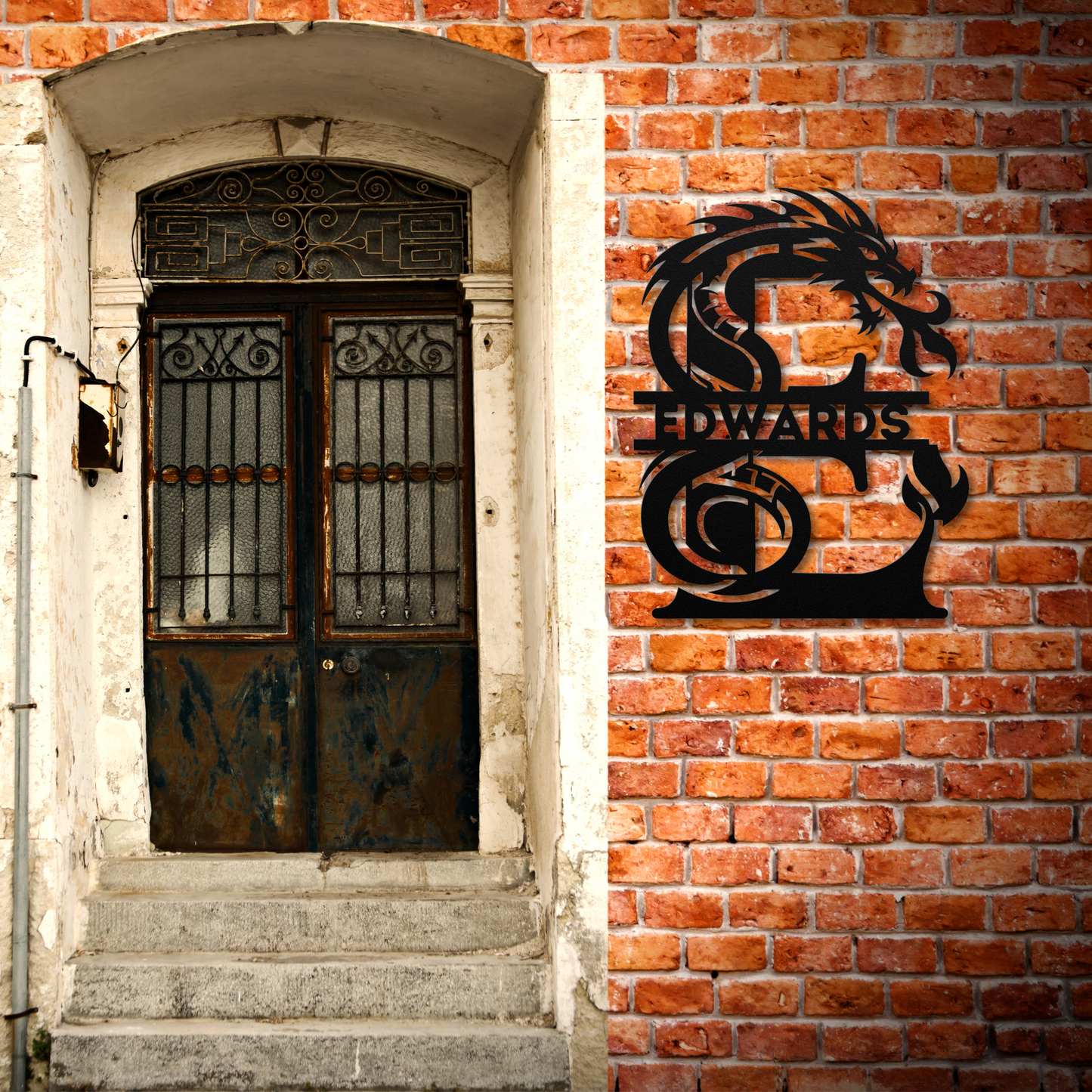 Custom Dragon Letter E Metal Sign: Bold and Imaginative