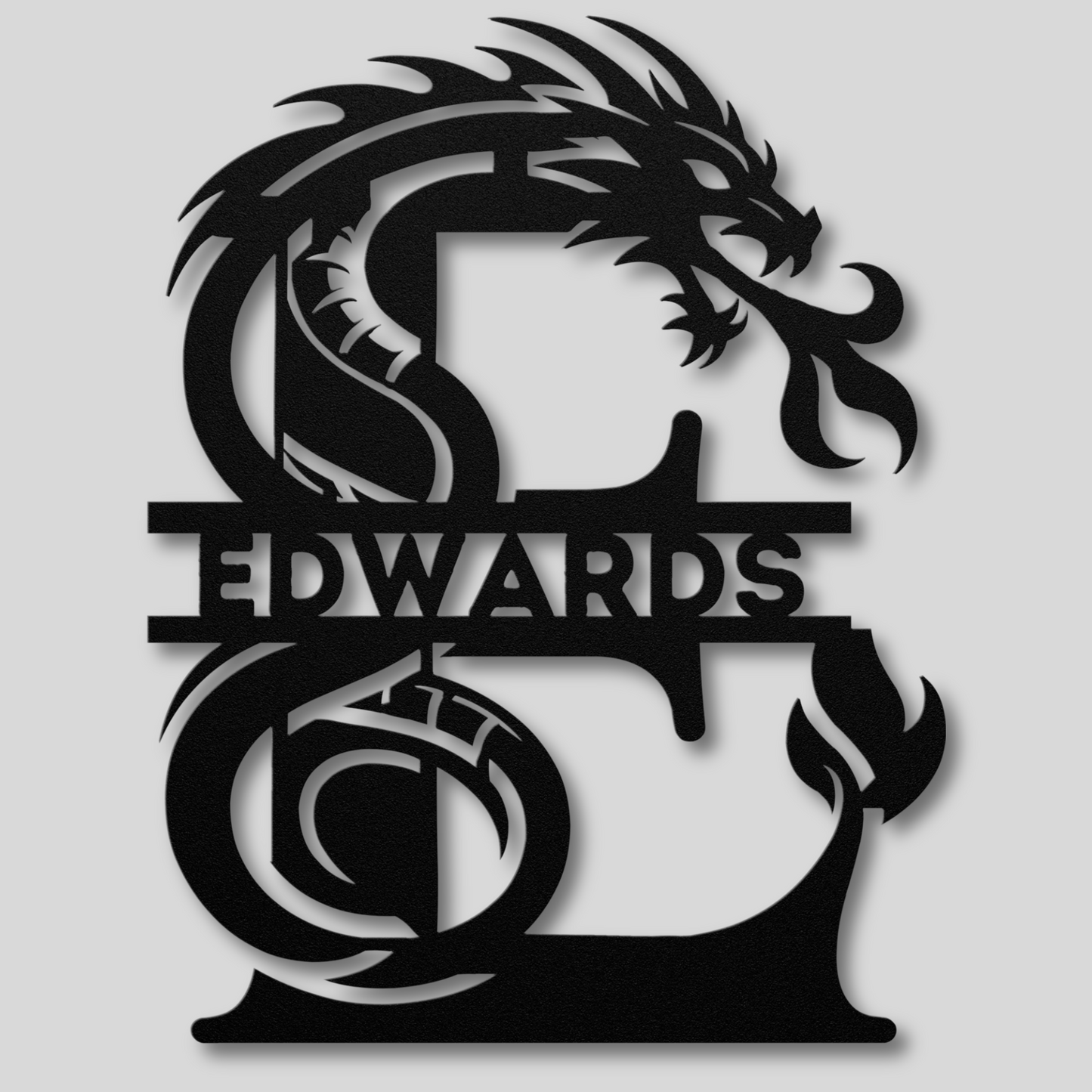 Custom Dragon Letter E Metal Sign: Bold and Imaginative