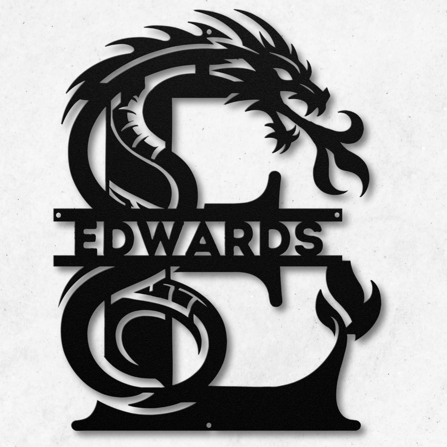 Custom Dragon Letter E Metal Sign: Bold and Imaginative