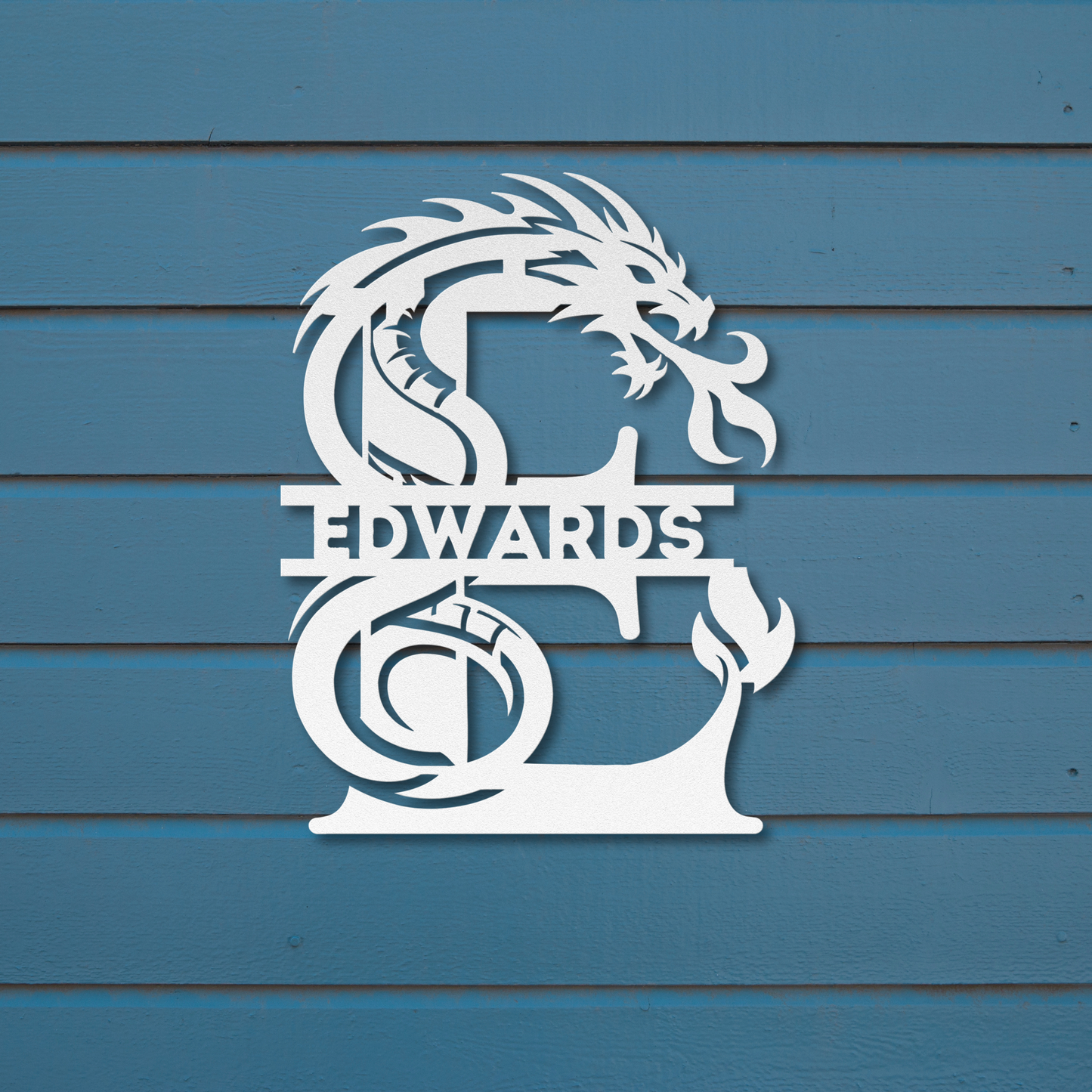 Custom Dragon Letter E Metal Sign: Bold and Imaginative
