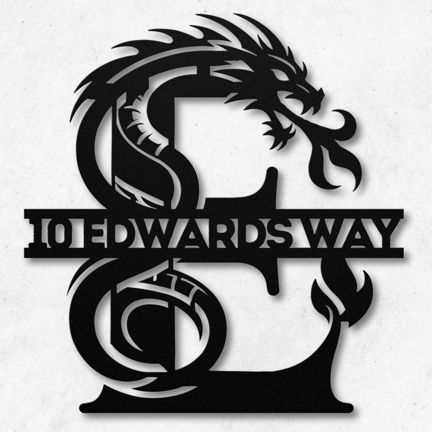 Custom Dragon Letter E Metal Sign: Bold and Imaginative