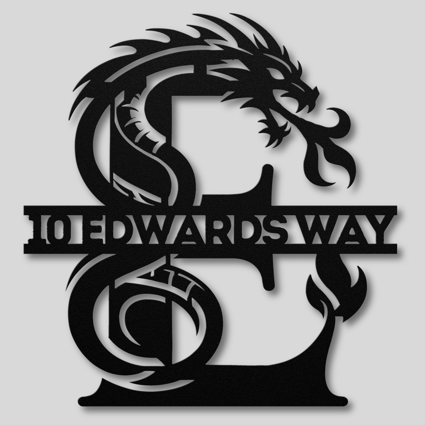 Custom Dragon Letter E Metal Sign: Bold and Imaginative
