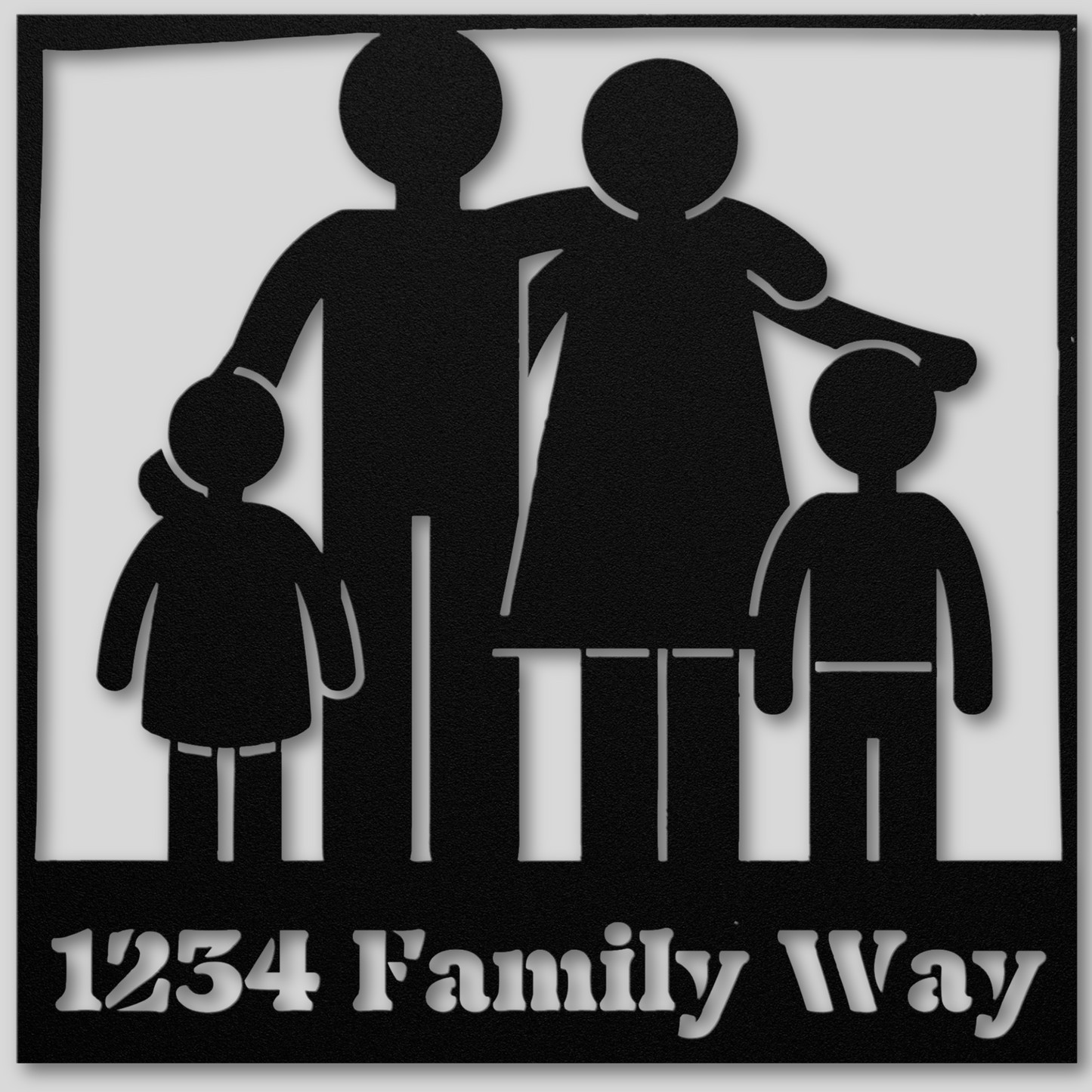 Custom Family of Four Metal Sign: Celebrate Togetherness