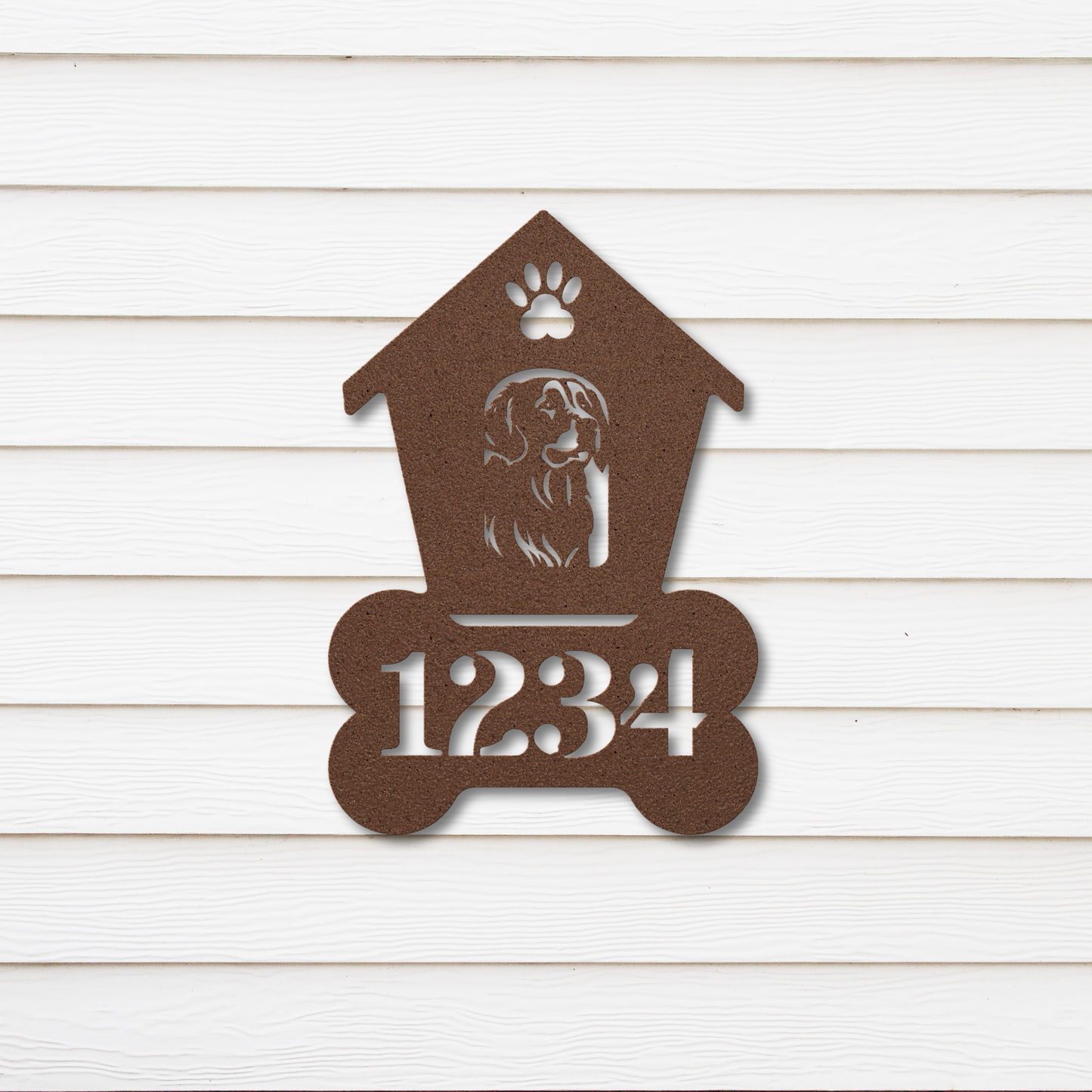 Golden Retriever Dog House Number Metal Sign: A Tail-Wagging Touch