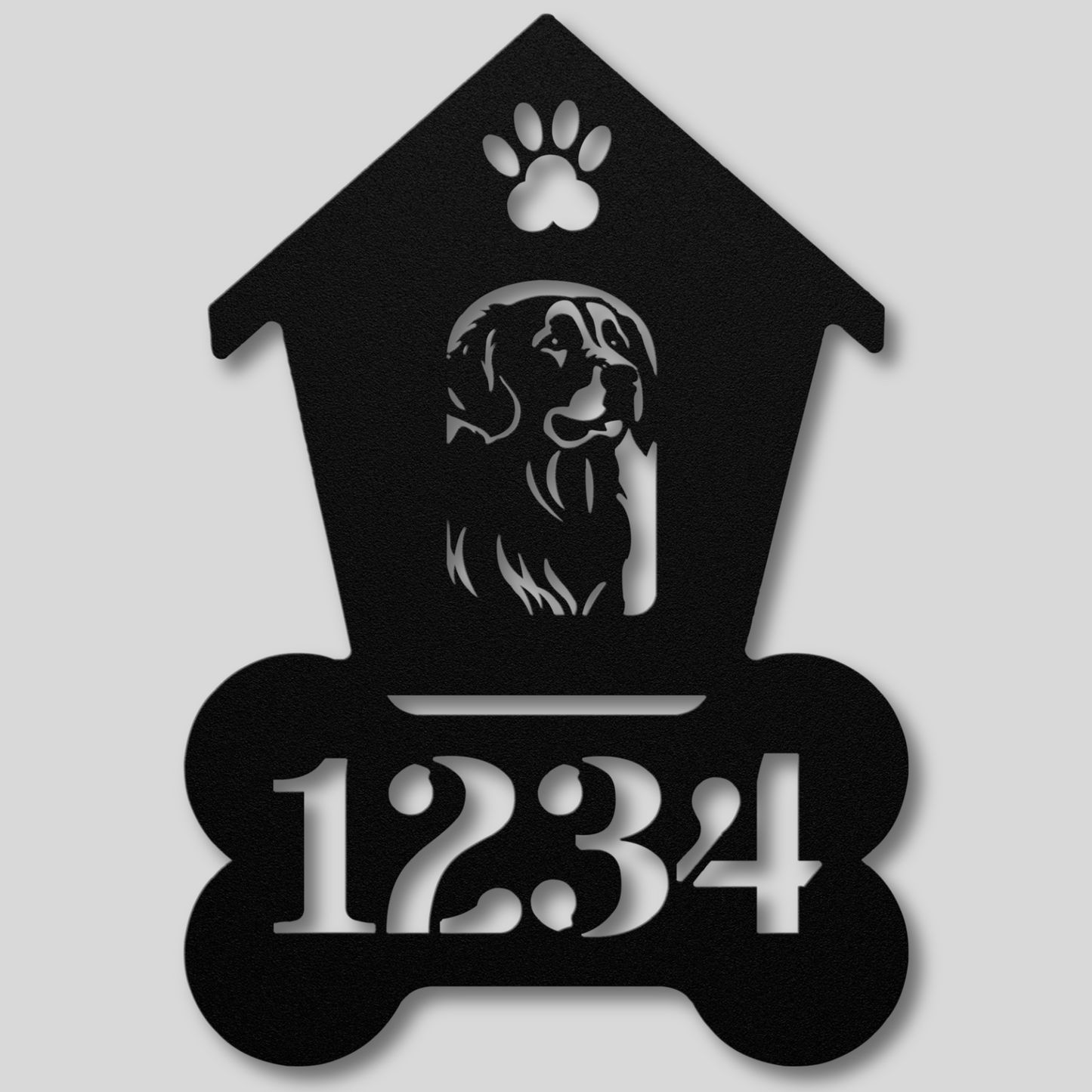 Golden Retriever Dog House Number Metal Sign: A Tail-Wagging Touch