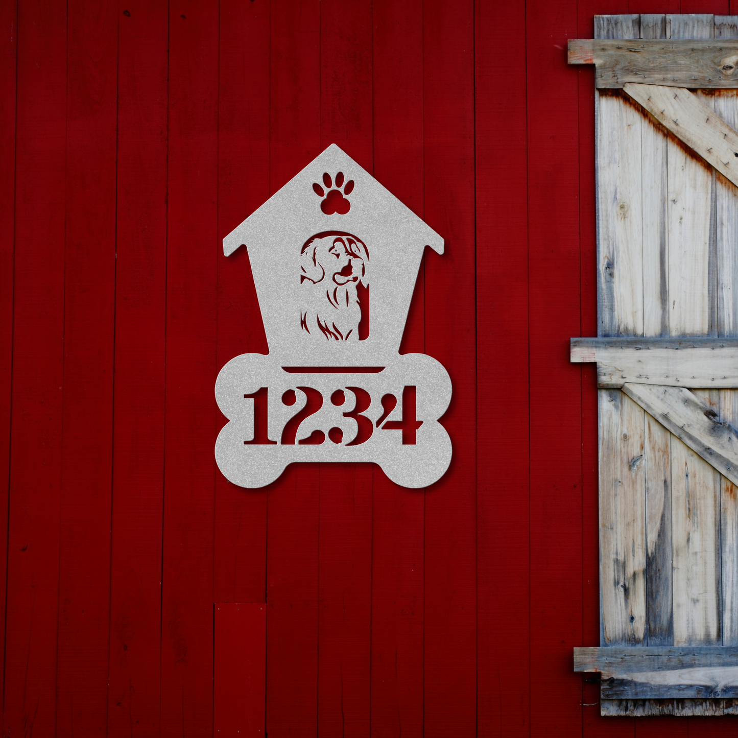 Golden Retriever Dog House Number Metal Sign: A Tail-Wagging Touch