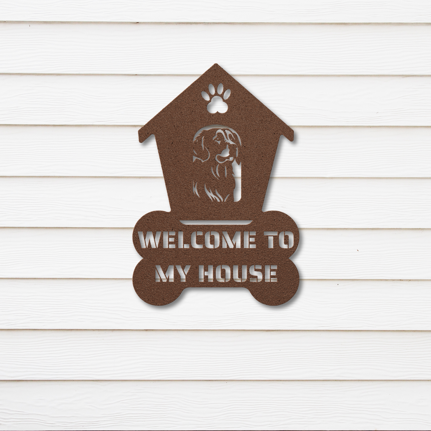 Golden Retriever Welcome Dog House Metal Sign: A Warm Greeting for Your Home