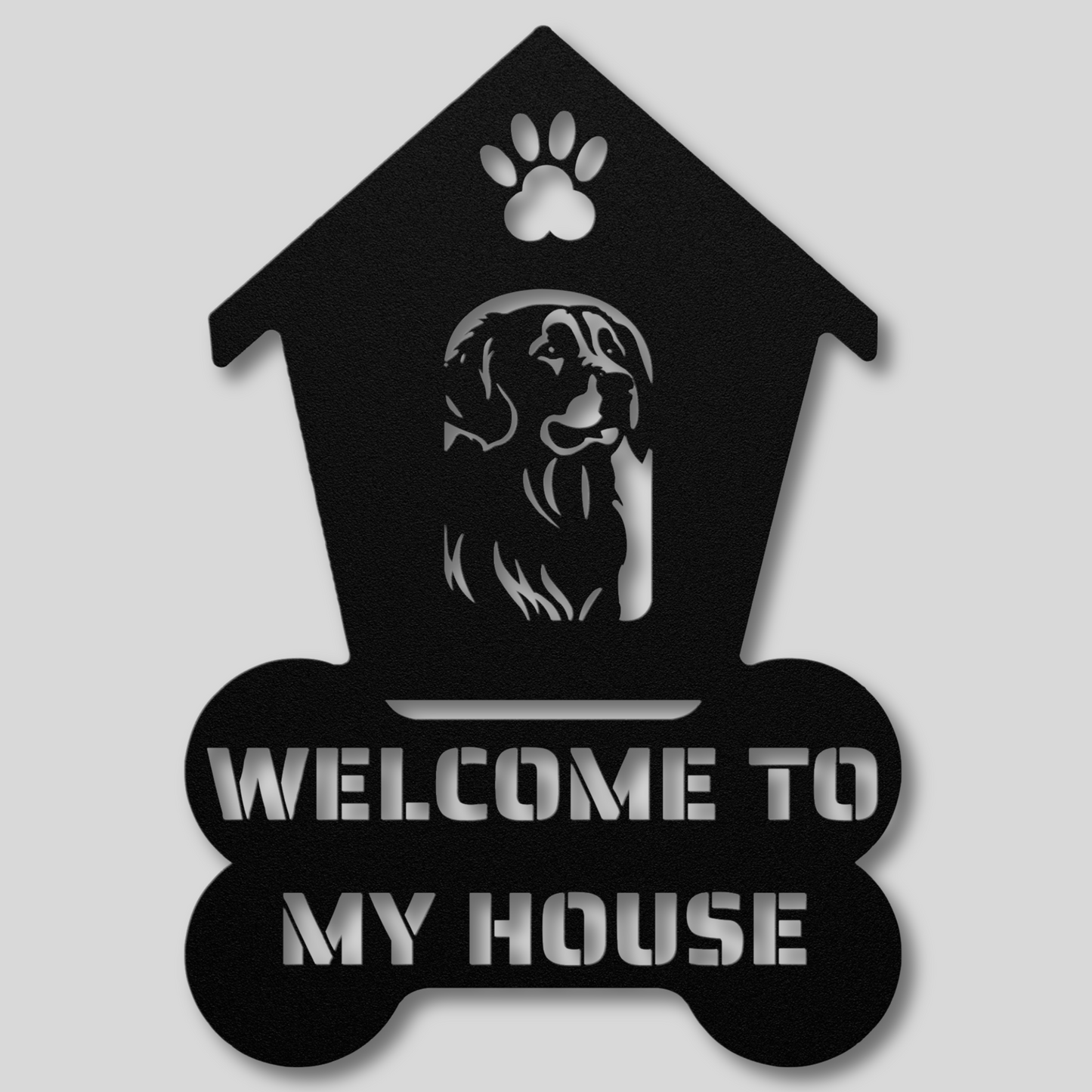 Golden Retriever Welcome Dog House Metal Sign: A Warm Greeting for Your Home