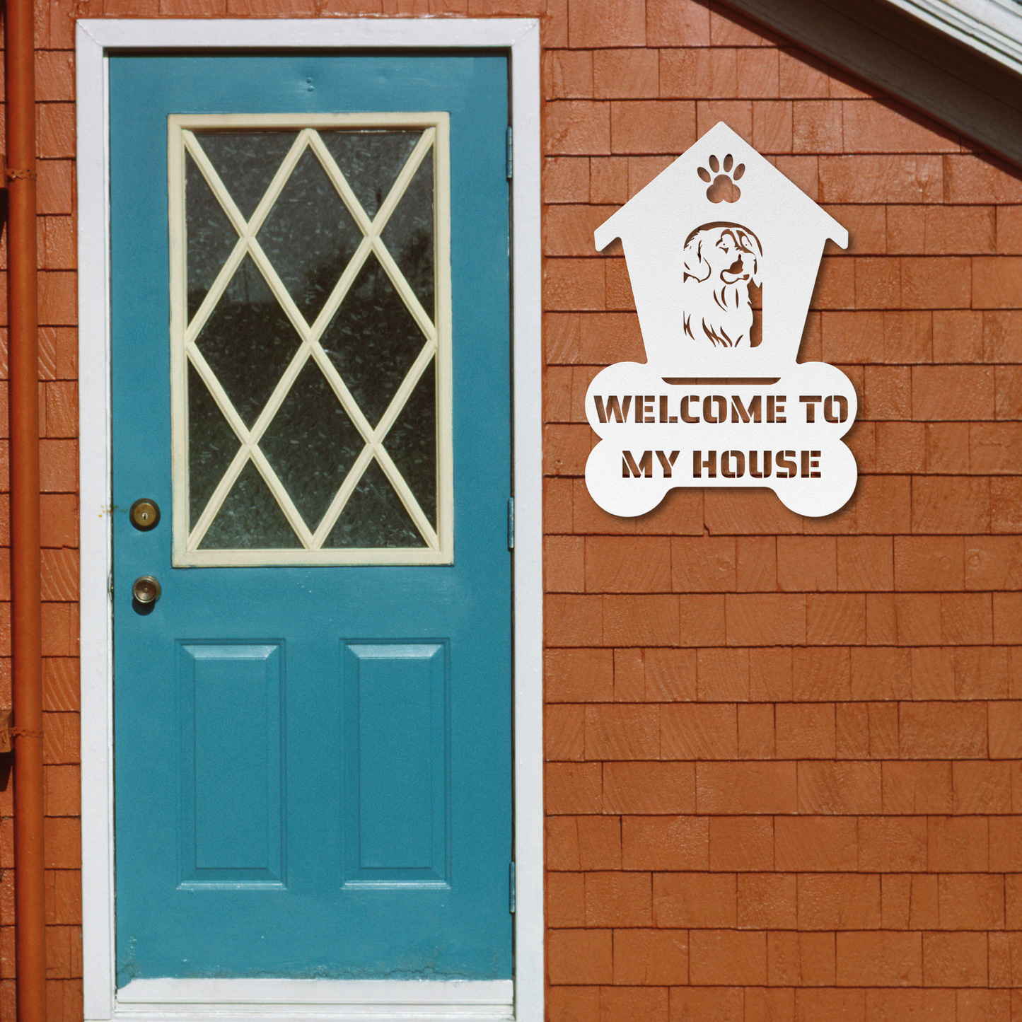 Golden Retriever Welcome Dog House Metal Sign: A Warm Greeting for Your Home