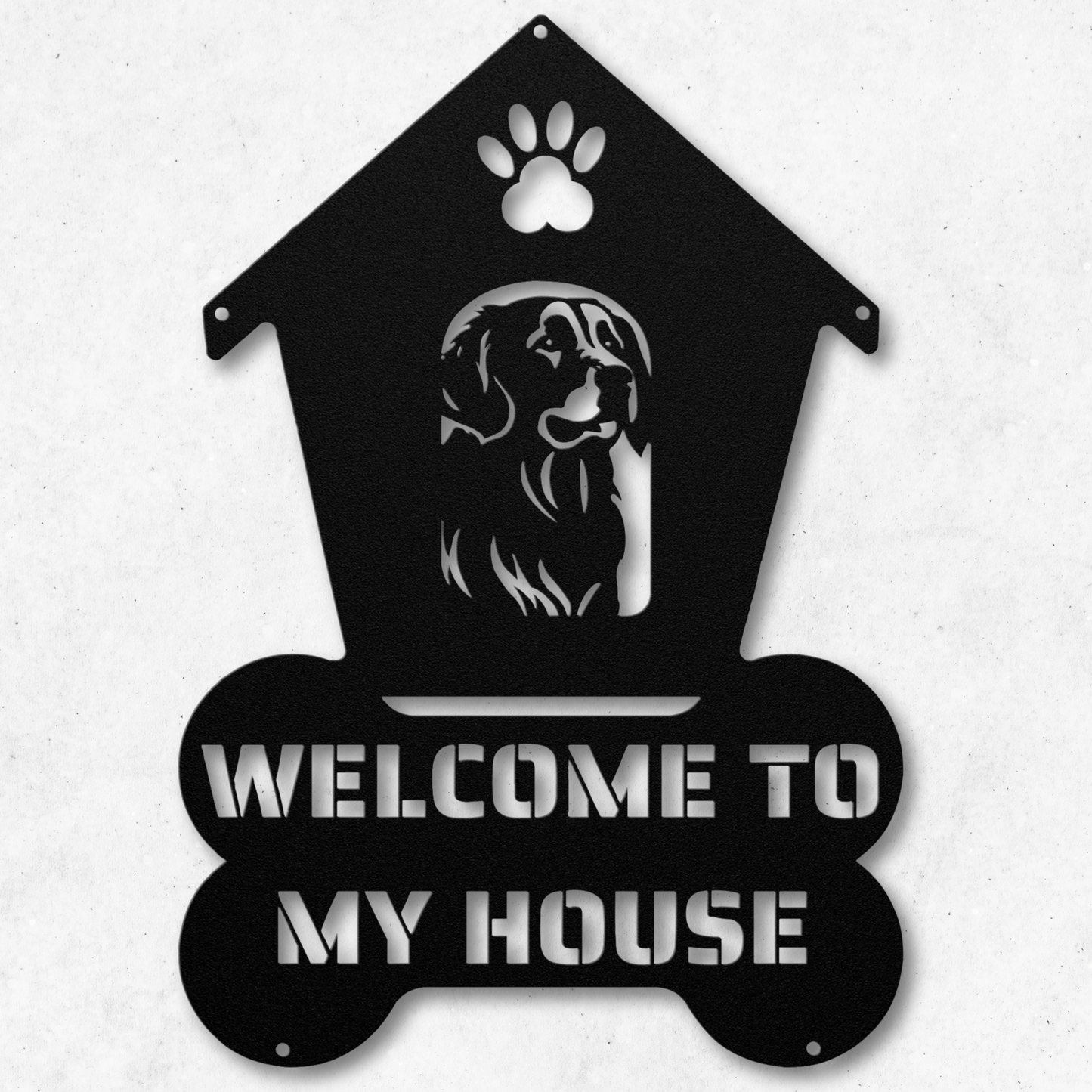 Golden Retriever Welcome Dog House Metal Sign: A Warm Greeting for Your Home