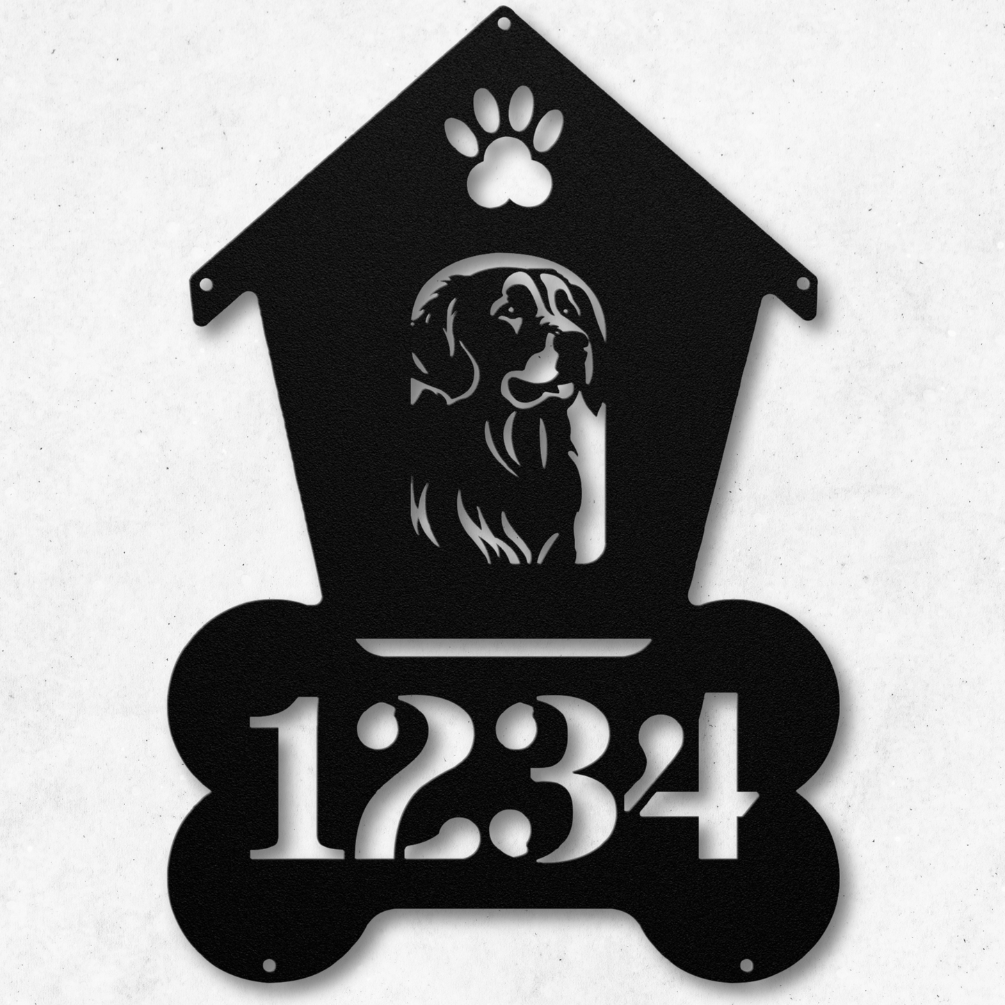 Golden Retriever Dog House Number Metal Sign: A Tail-Wagging Touch