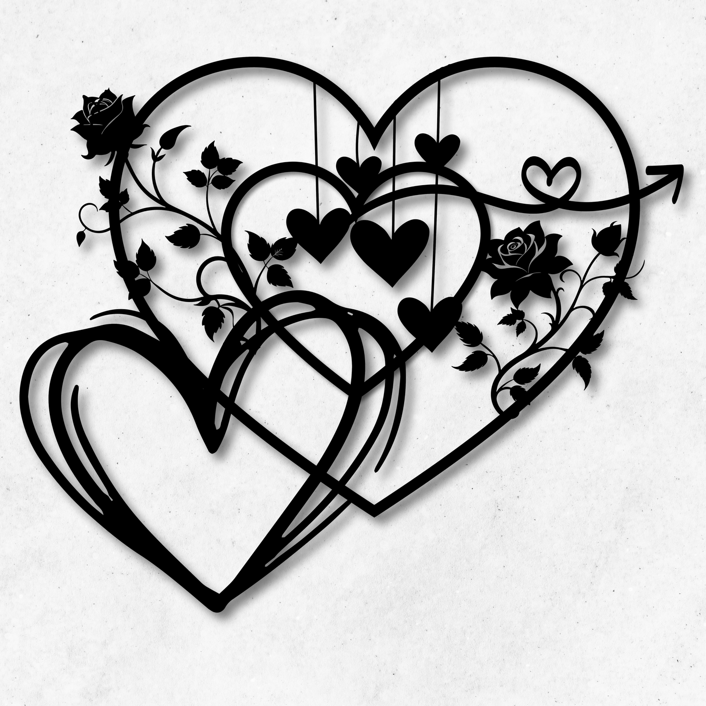 Whimsical Hearts and Roses Metal Wall Art: A Floral Love Story