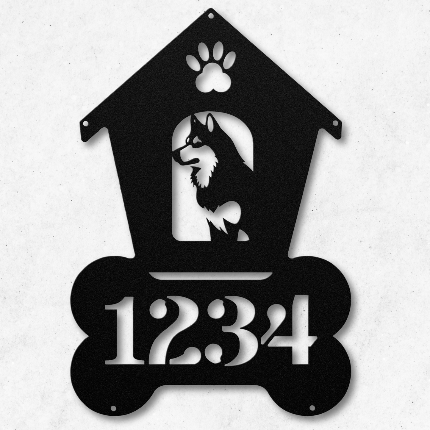 Siberian Husky Dog House Number Metal Sign: A Tail-Wagging Touch