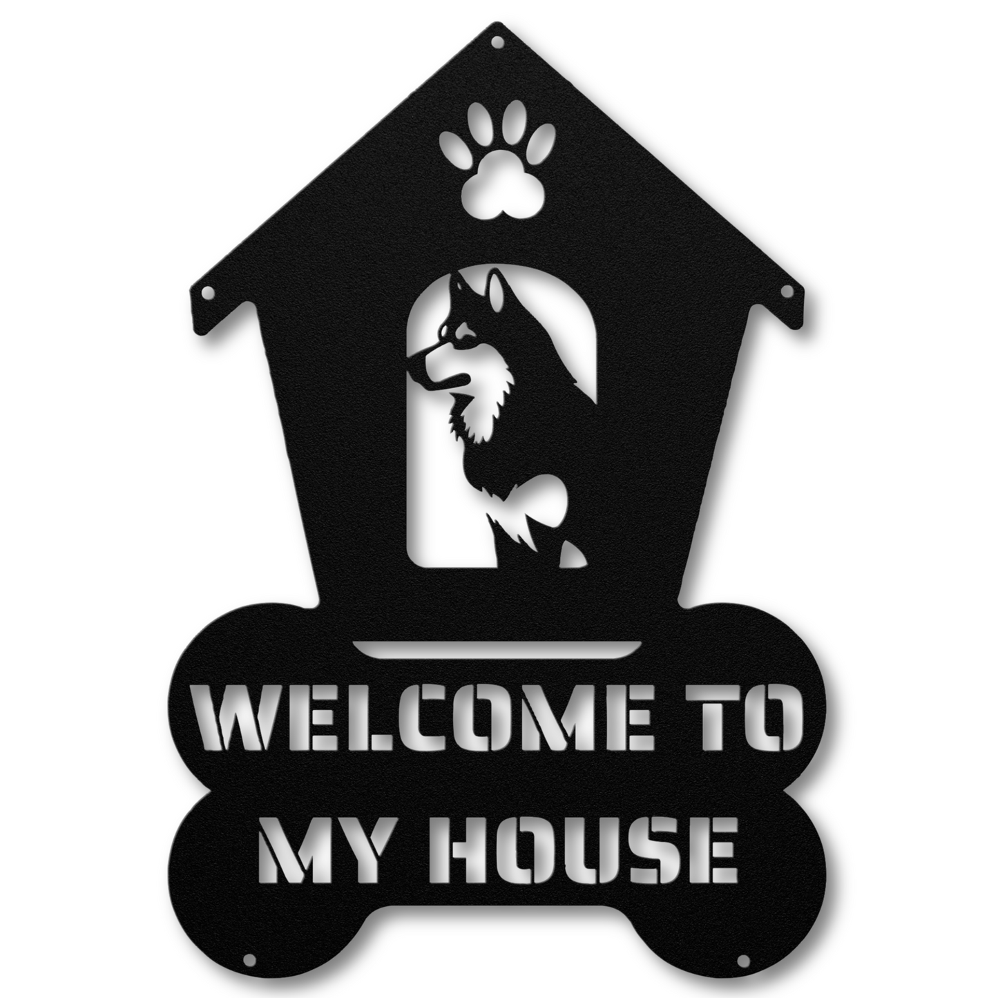 Siberian Husky Welcome Dog House Metal Sign: A Warm Greeting for Your Home