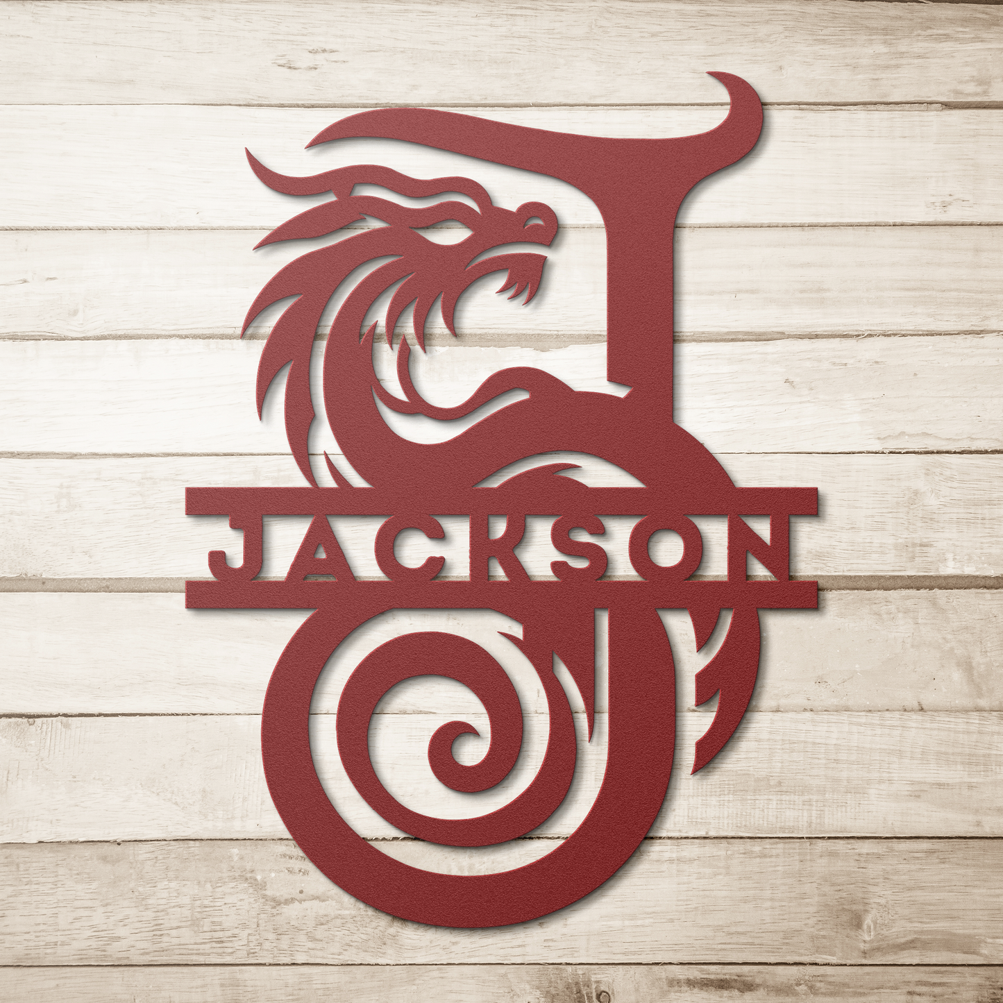 Custom Dragon Letter J Metal Sign: A Touch of Mythical Charm