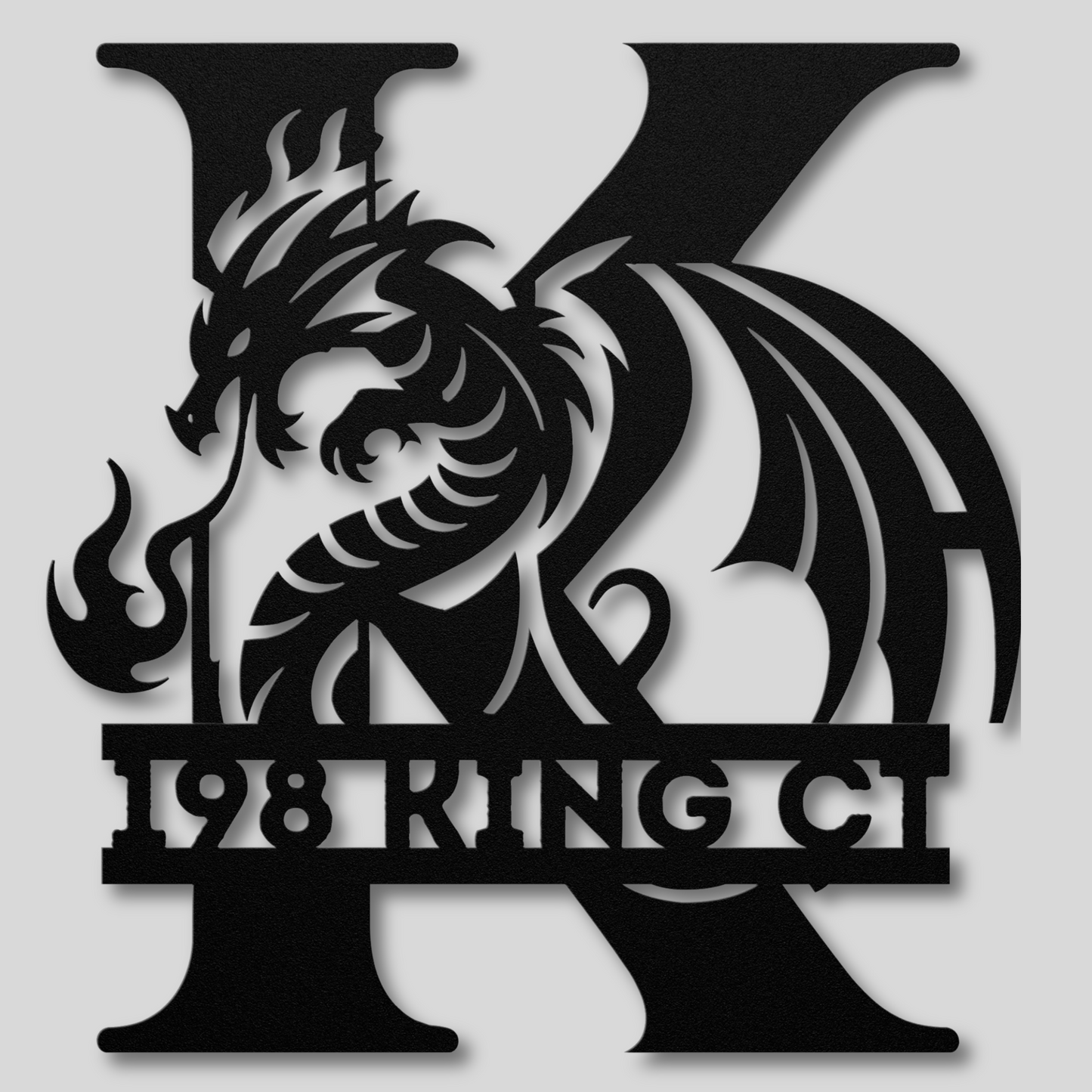 Custom Dragon Letter K Metal Sign: Enchanting and Unique