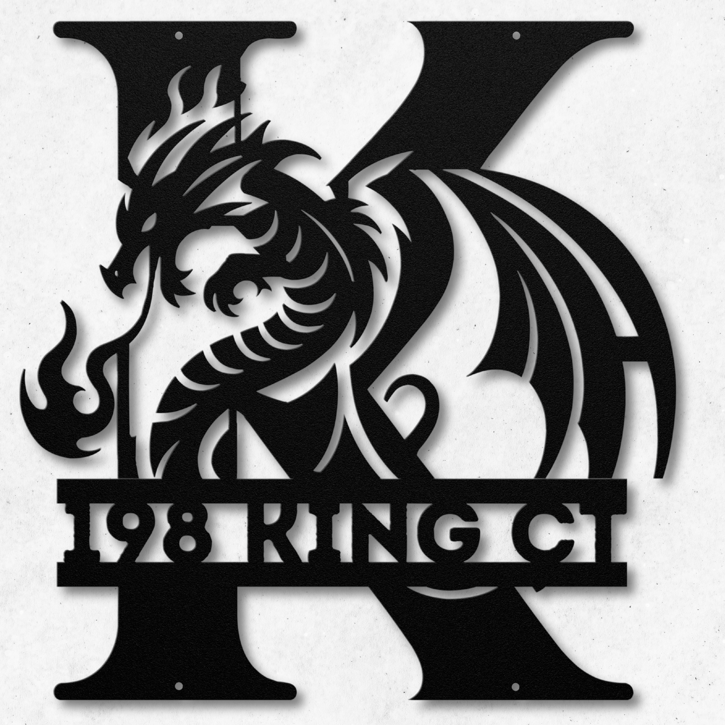 Custom Dragon Letter K Metal Sign: Enchanting and Unique