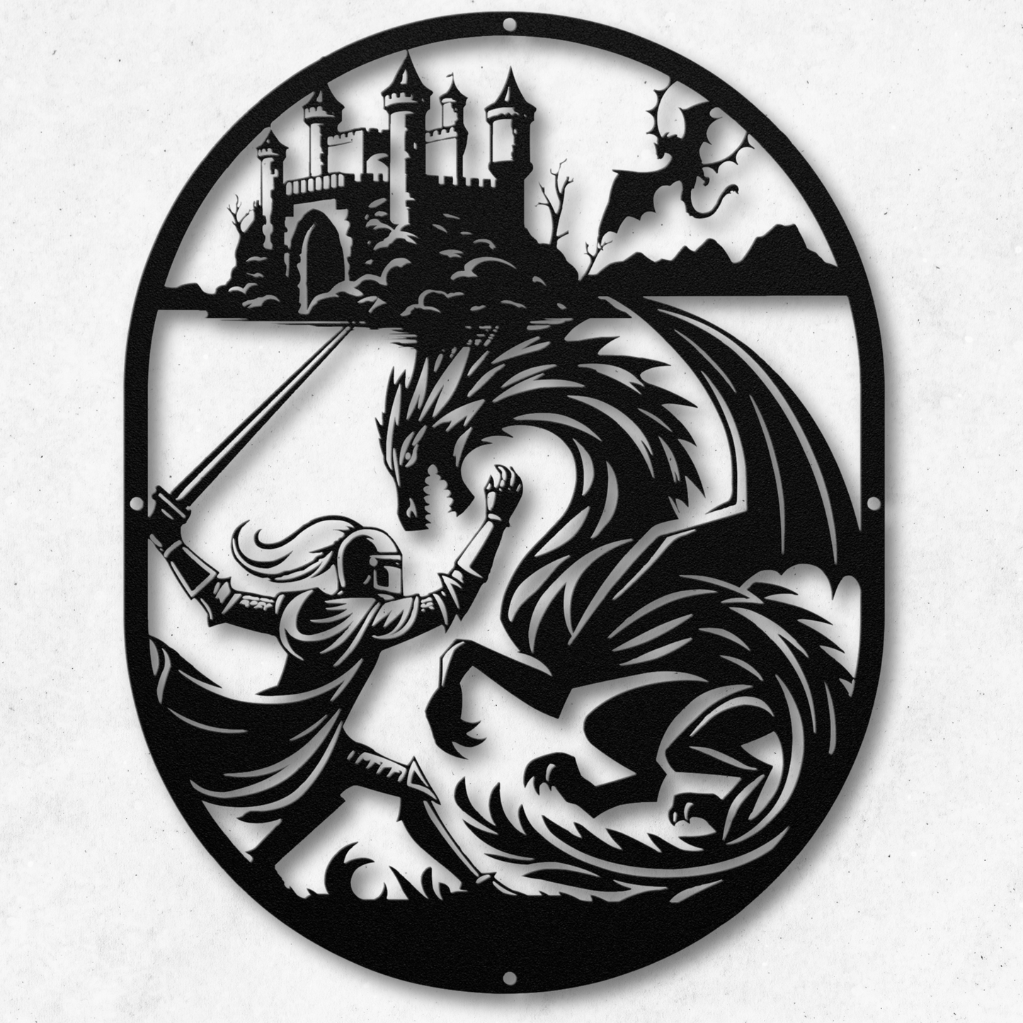Epic Knight and Dragon Metal Wall Art: A Tale of Adventure