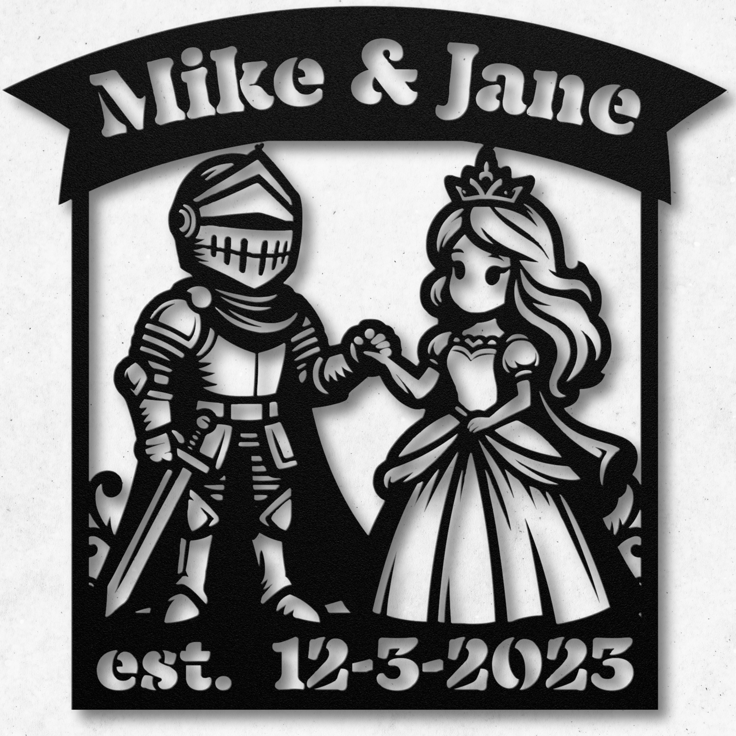 Personalized Princess and the Knight Metal Wall Art: A Unique Fairy Tale