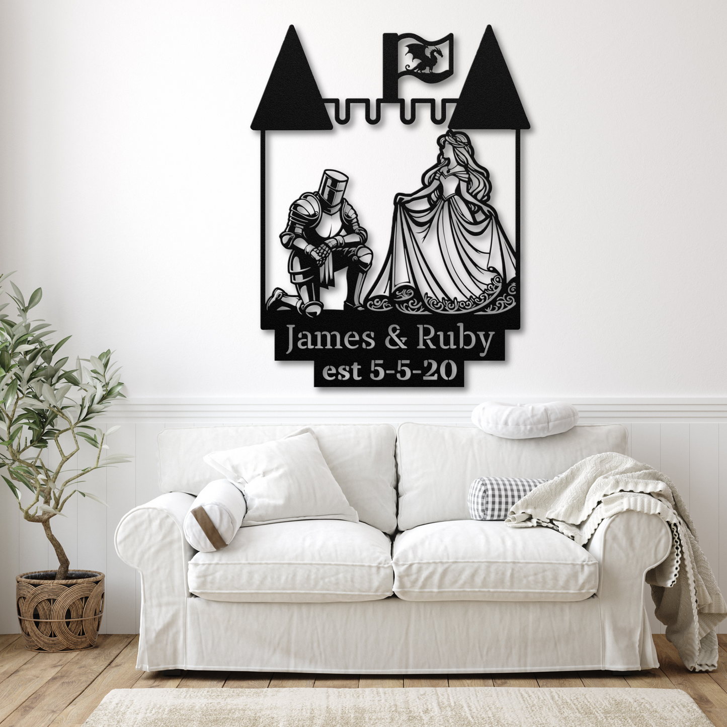 Custom Knight and Lady Metal Wall Art: Timeless Medieval Elegance