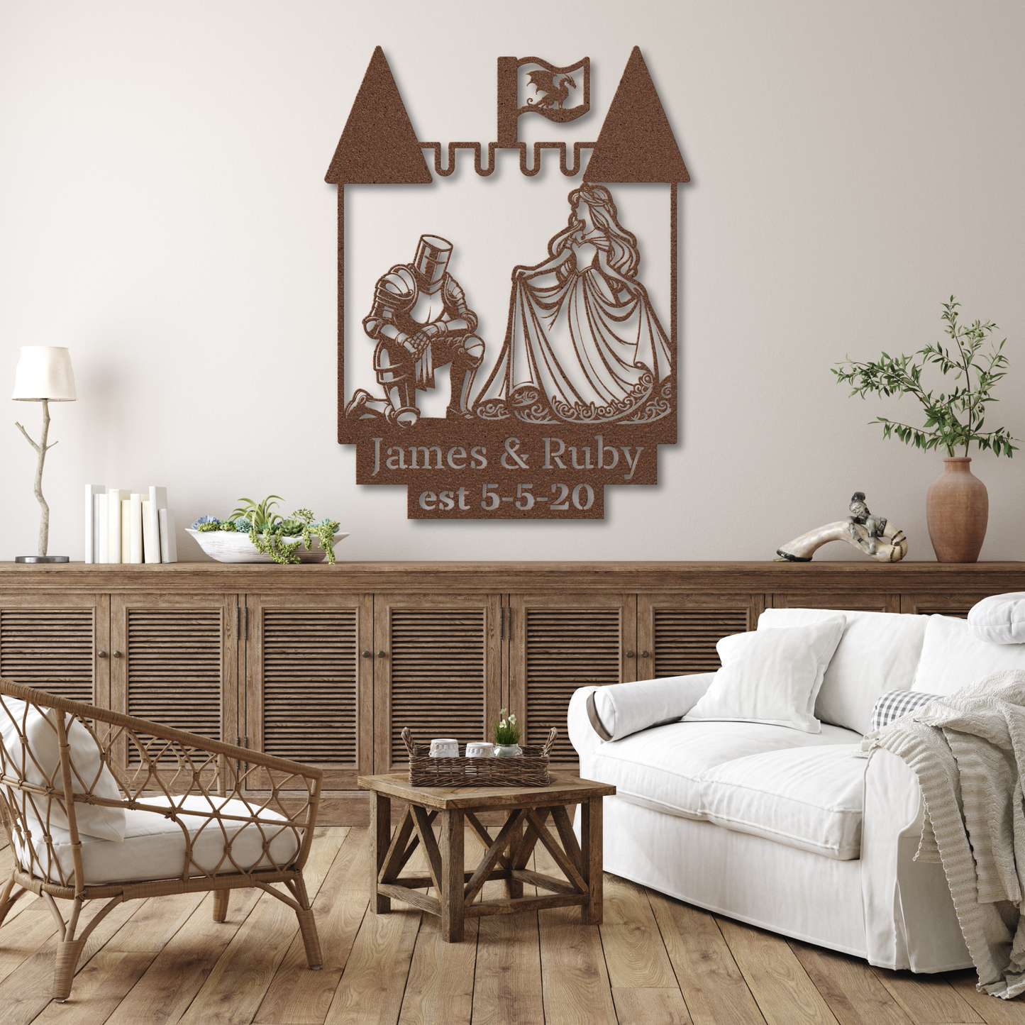 Custom Knight and Lady Metal Wall Art: Timeless Medieval Elegance