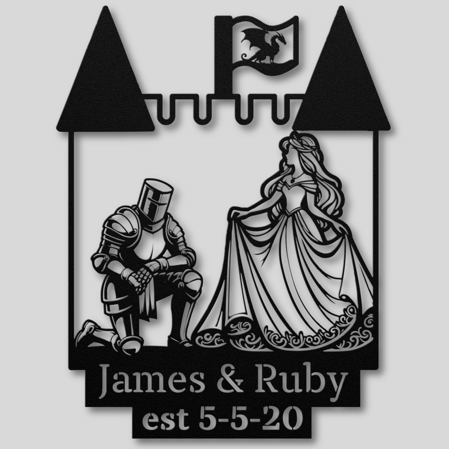 Custom Knight and Lady Metal Wall Art: Timeless Medieval Elegance