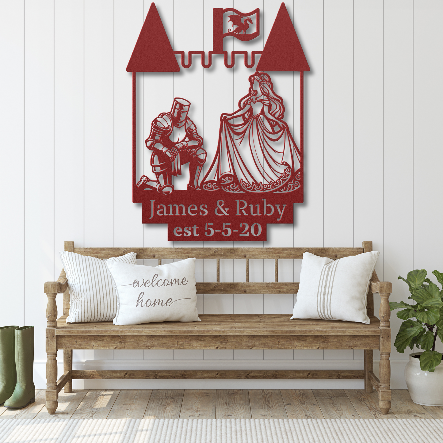Custom Knight and Lady Metal Wall Art: Timeless Medieval Elegance