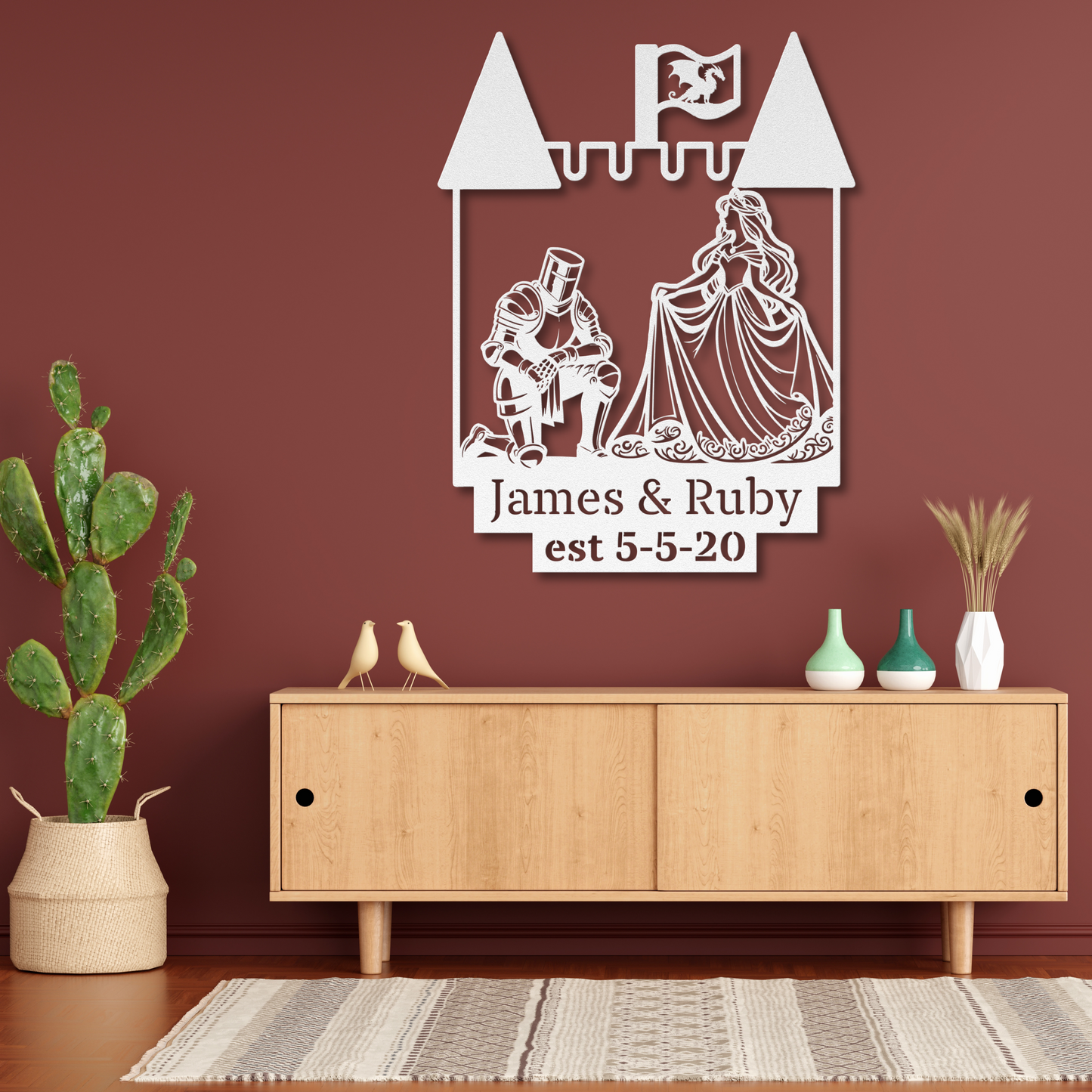 Custom Knight and Lady Metal Wall Art: Timeless Medieval Elegance