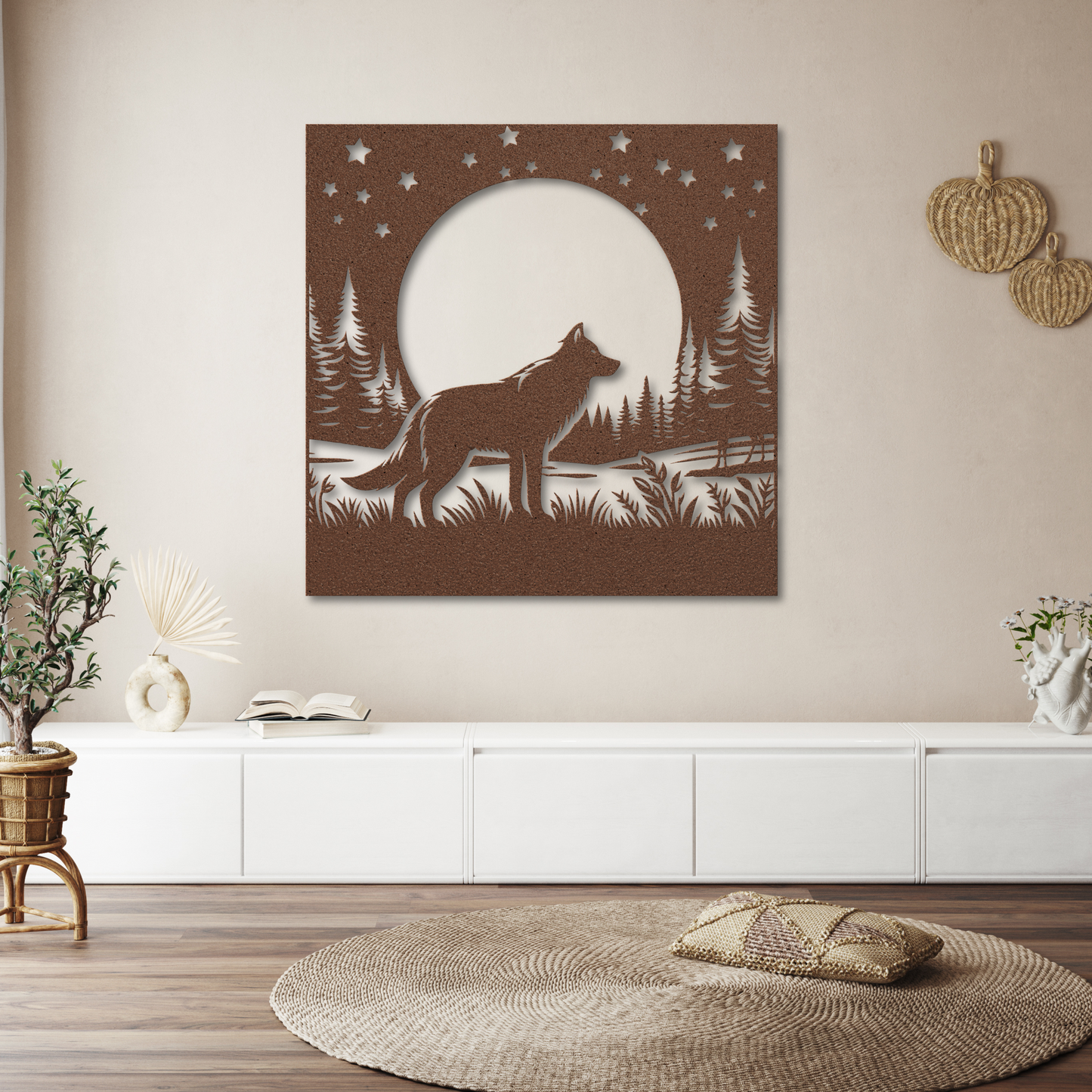 Wolf in the Meadow Metal Wall Art: Perfect for Wolf Lovers