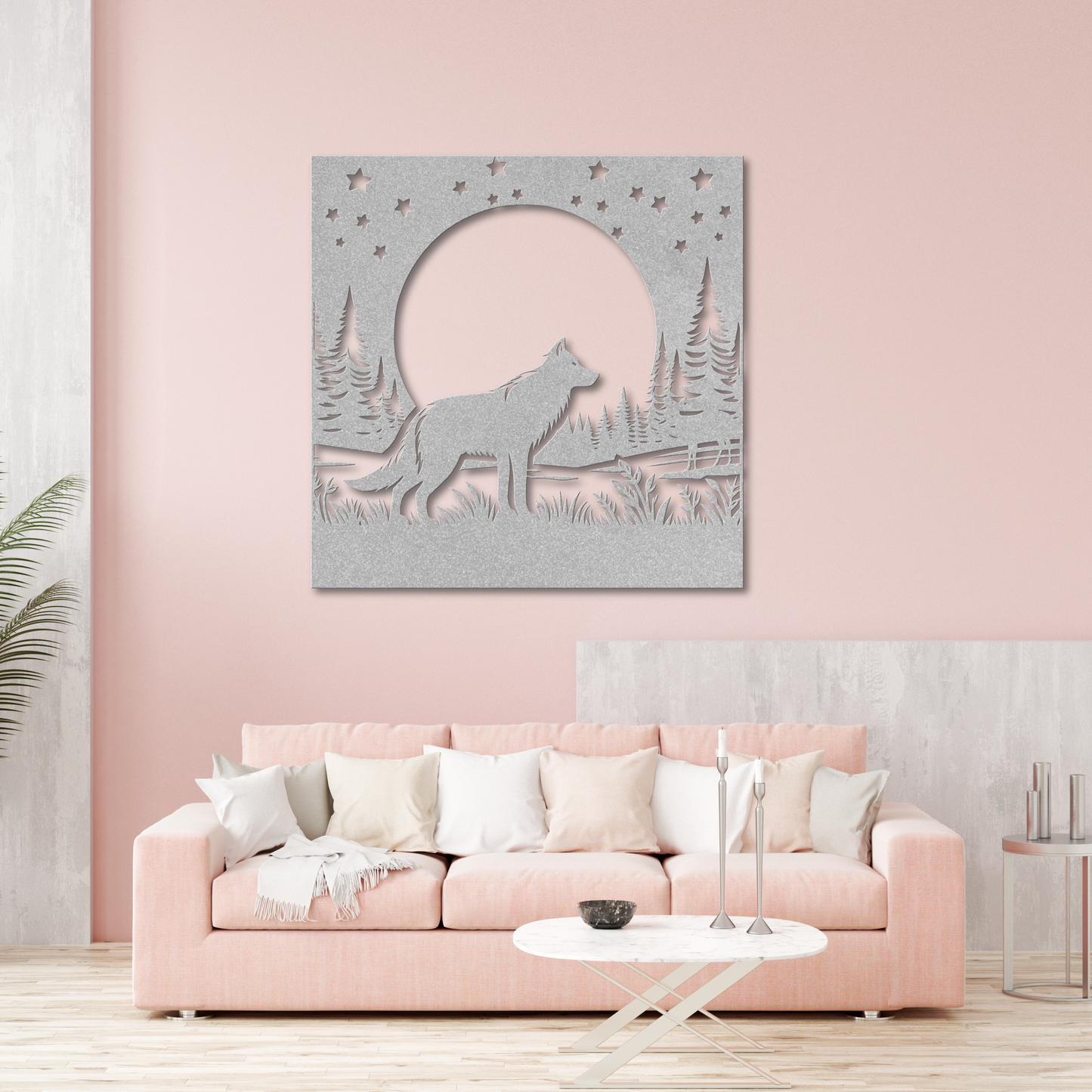 Wolf in the Meadow Metal Wall Art: Perfect for Wolf Lovers